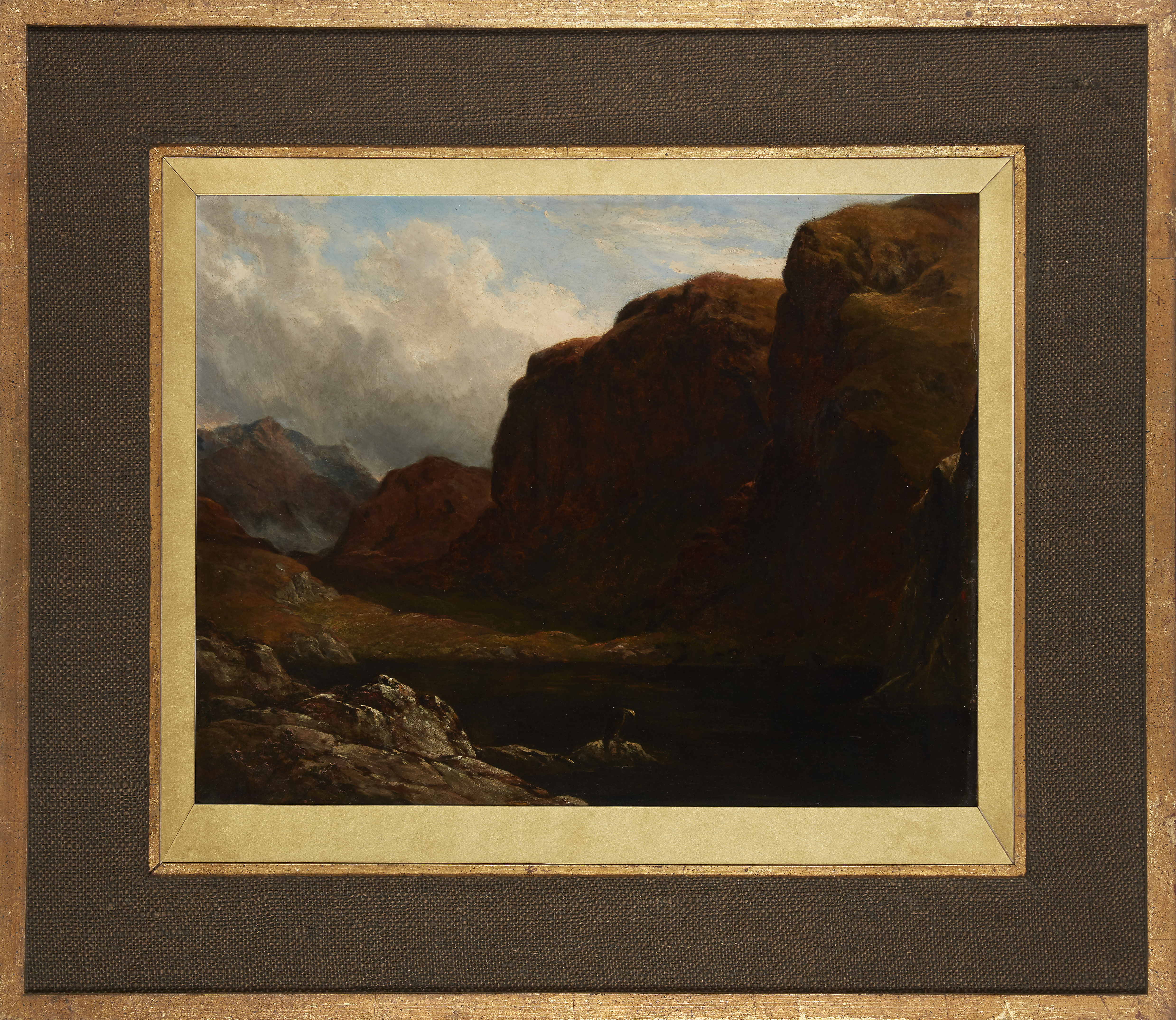 John Adam Houston, RSA, RI,  British 1812-1884-  Mountain Tarn, Sutherland;  oil on board, sign... - Image 2 of 3