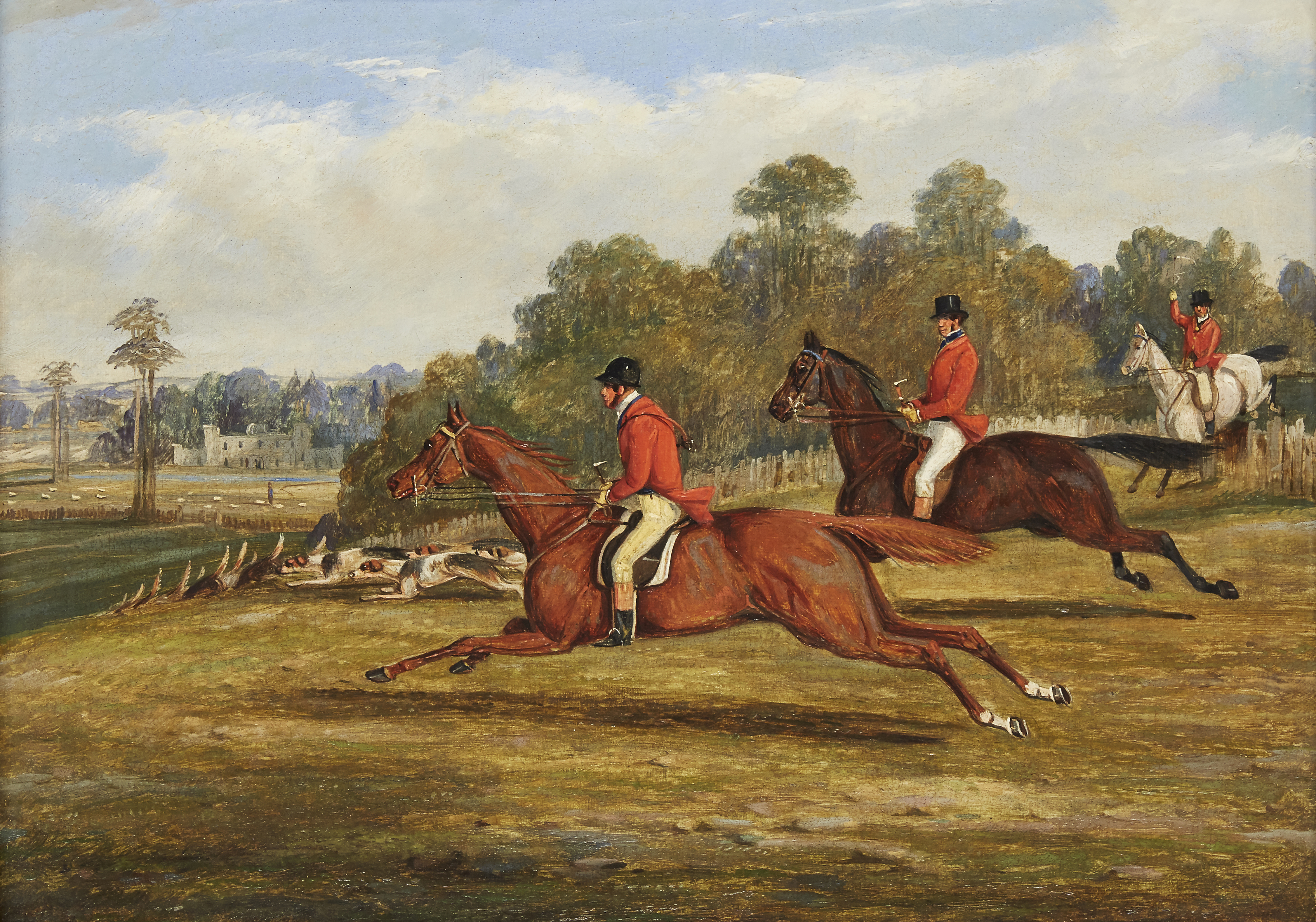 Henry Samuel Alken, Jnr,  British 1810-1894-  A Set of Four Hunting Scenes: Setting out; Taking ...