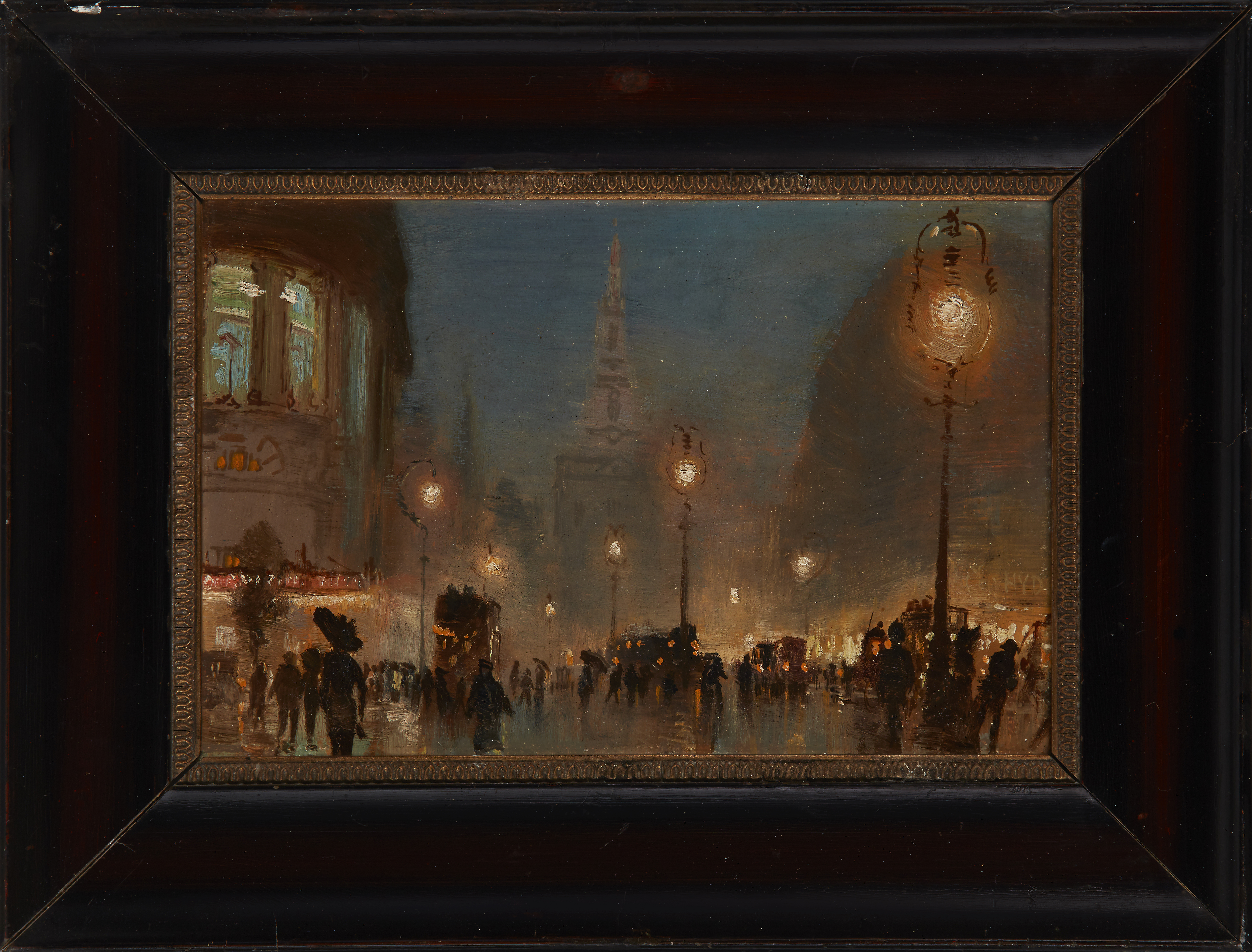 George Hyde Pownall,  British 1866-1932-  Gaiety Theatre, The Strand;  oil on board, signed Geo... - Image 2 of 3