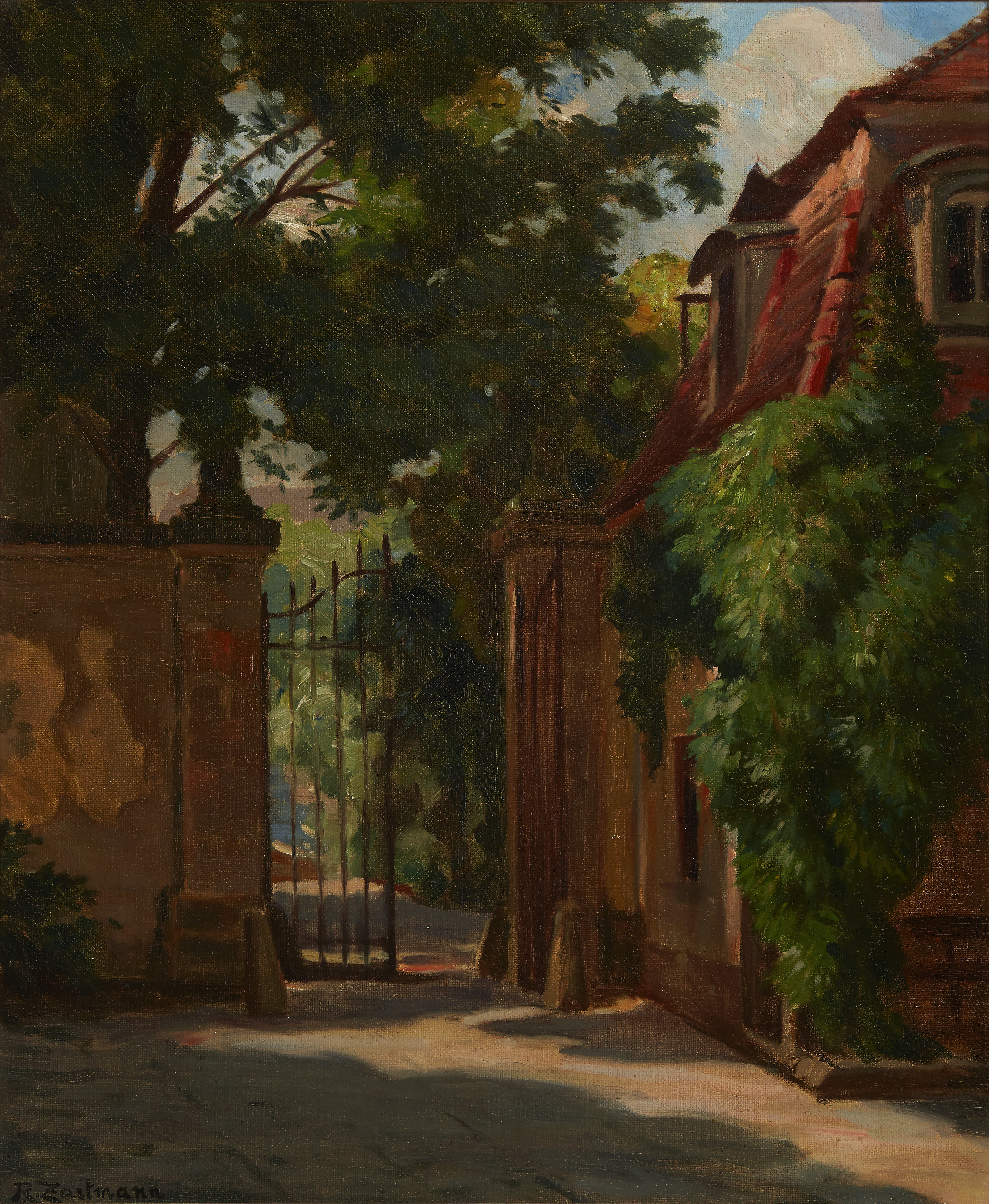 Robert Zartmann,  German 1874-1954-  View of a gateway;  oil on canvas, signed R. Zartmann (low...