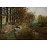 Hans Herrmann,  German 1858-1942-  View of a canal in Holland;  oil on canvas, signed and dated...