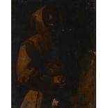 After Francisco de Zurbarán,  Spanish 1598-1664-  Saint Francis in Meditation;  oil on canvas l...