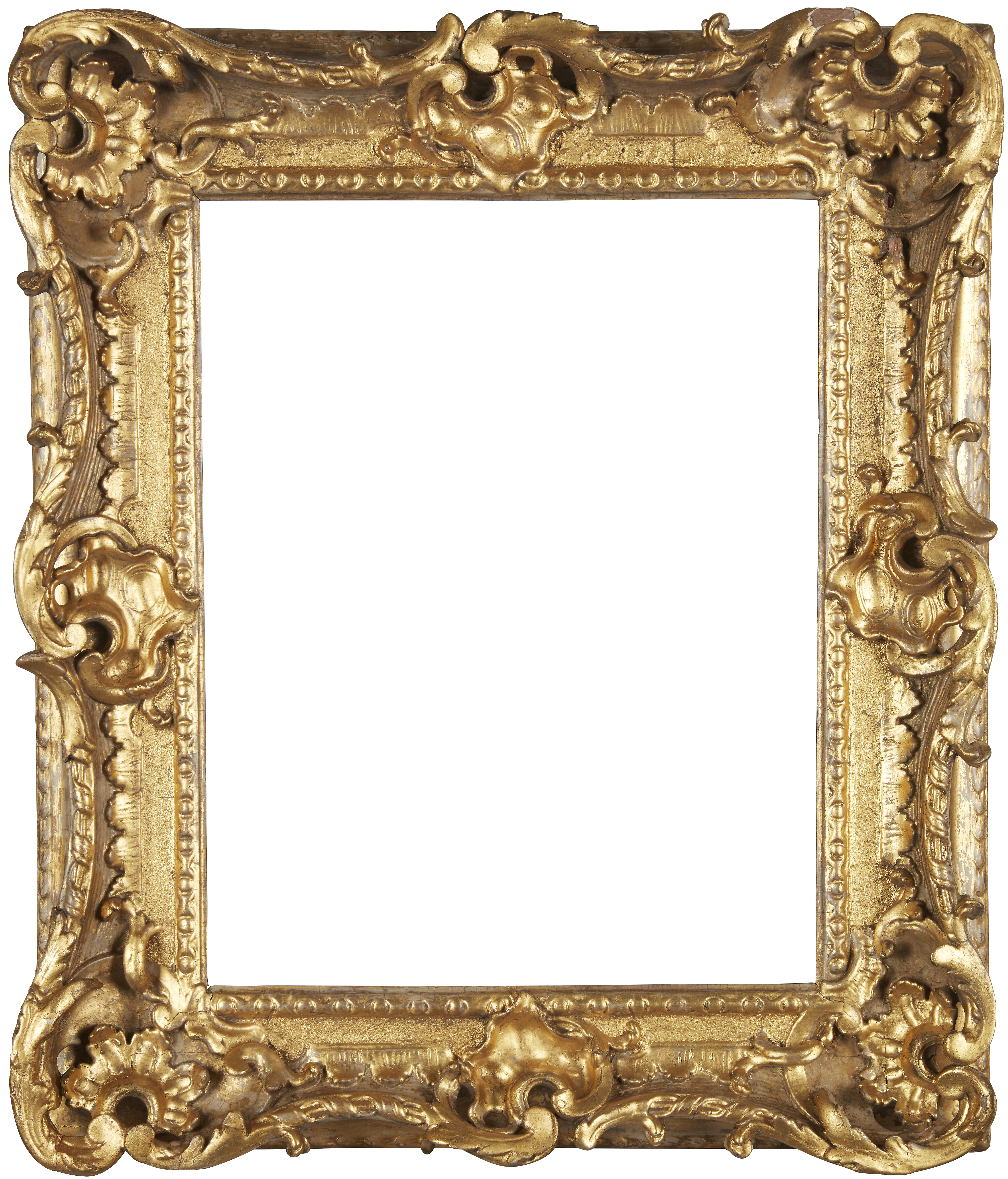 A Carved and Gilded Swept and Pierced Rococo Style Frame,  early 19th century-  with cavetto si...