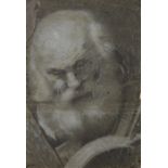 Follower of Bernardo Strozzi,  Italian 1581-1644-  Study of the head of a bearded old man readin...