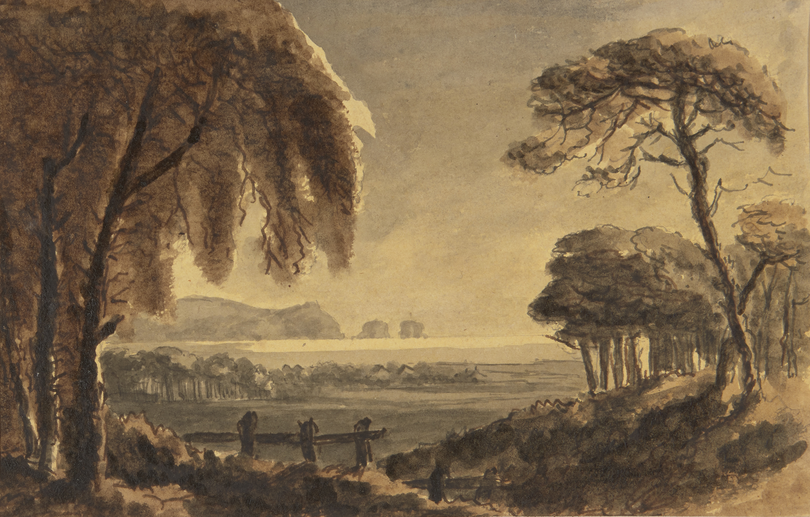 The Reverend William Gilpin,  British 1724-1804-  Five landscape views with lakes and mountains;...