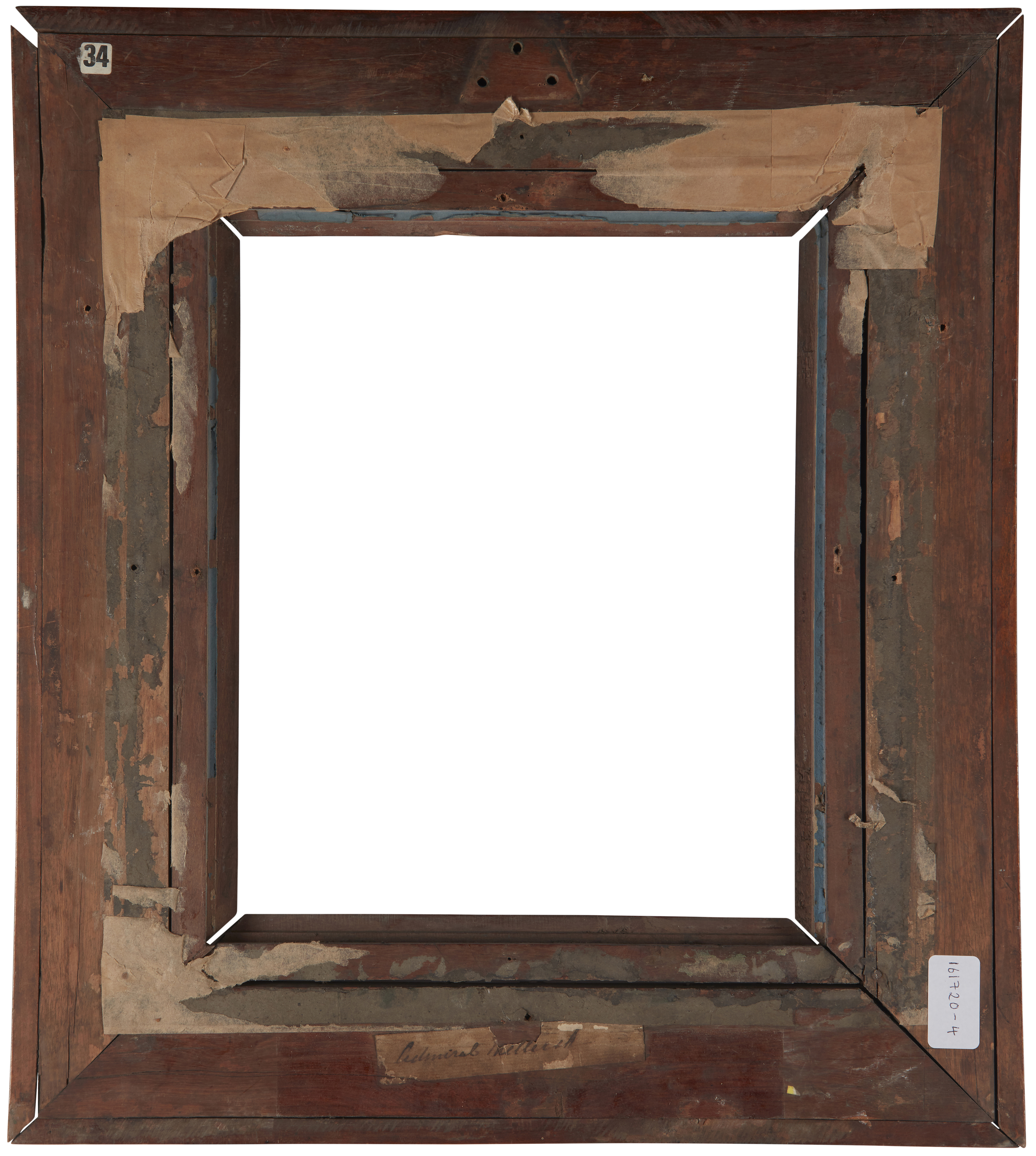 A Chinese Carved Hardwood Frame,  mid 19th century-  with wedge sight, leaf course, the punched... - Image 2 of 2