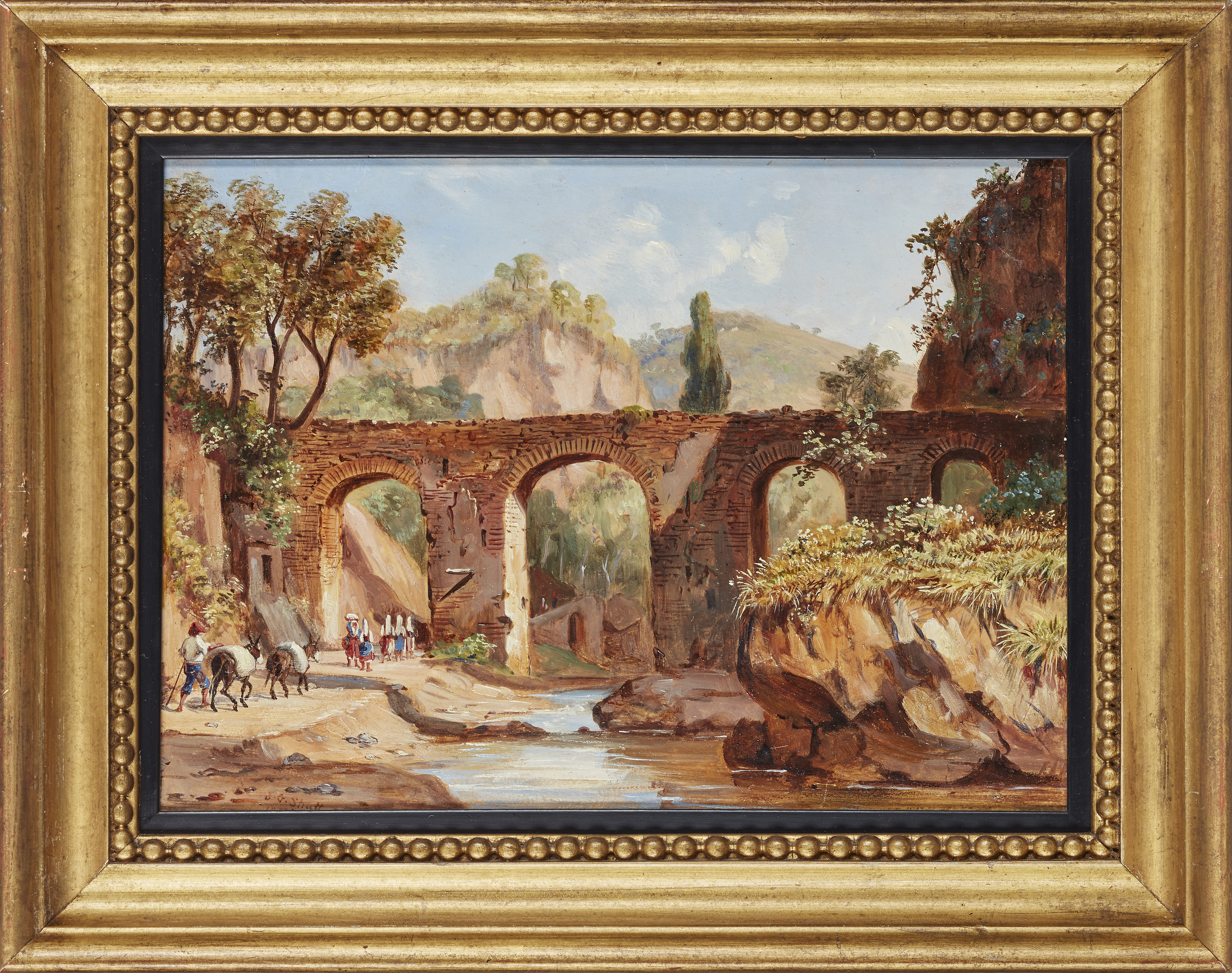 Jacob George Strutt,  British 1784-1867-  Three Italian landscapes: The bridge between Alatri an... - Image 6 of 9