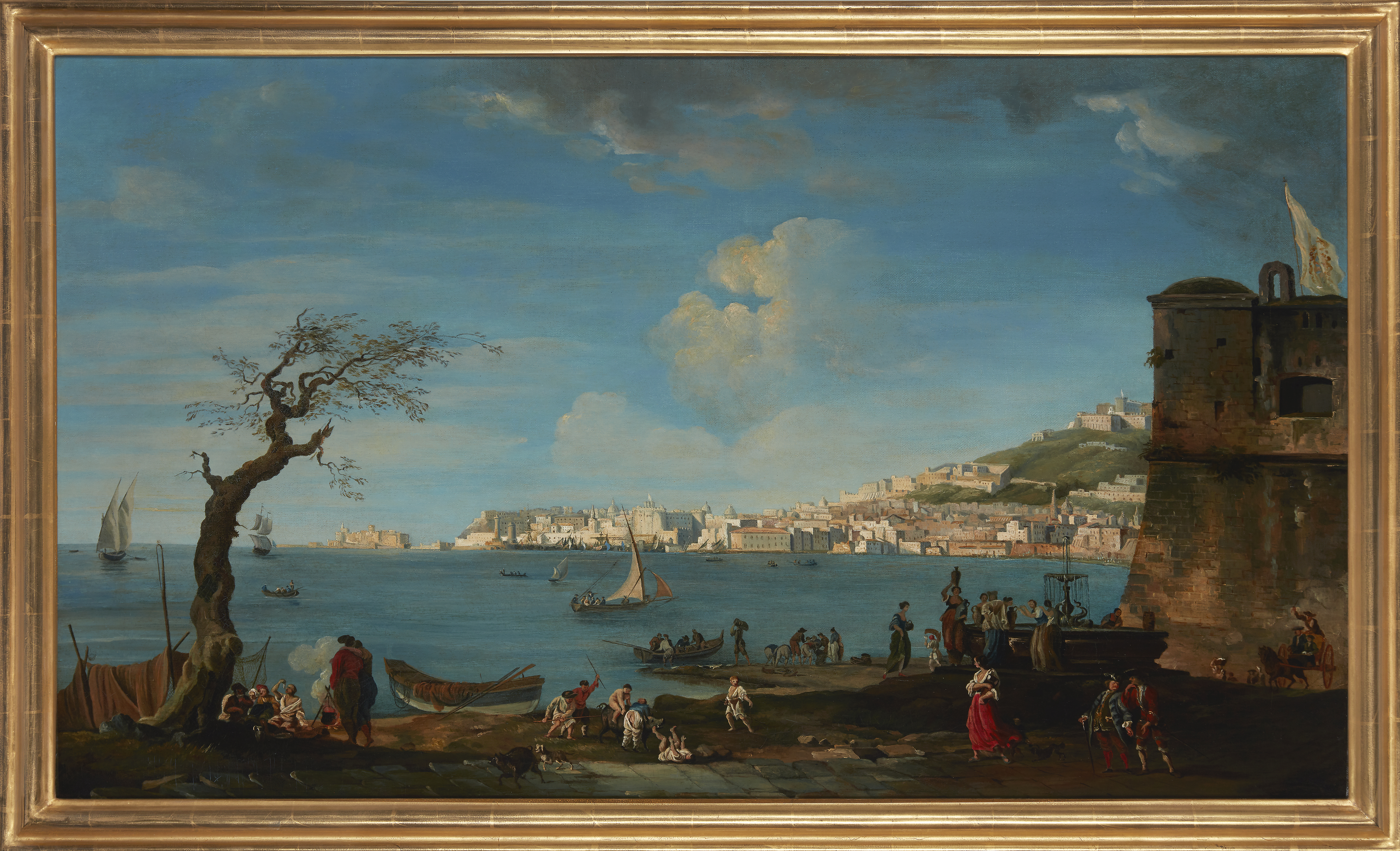 Follower of Claude-Joseph Vernet,  Italian 1714-1789-  View of the city of Naples, taken from th... - Image 2 of 3