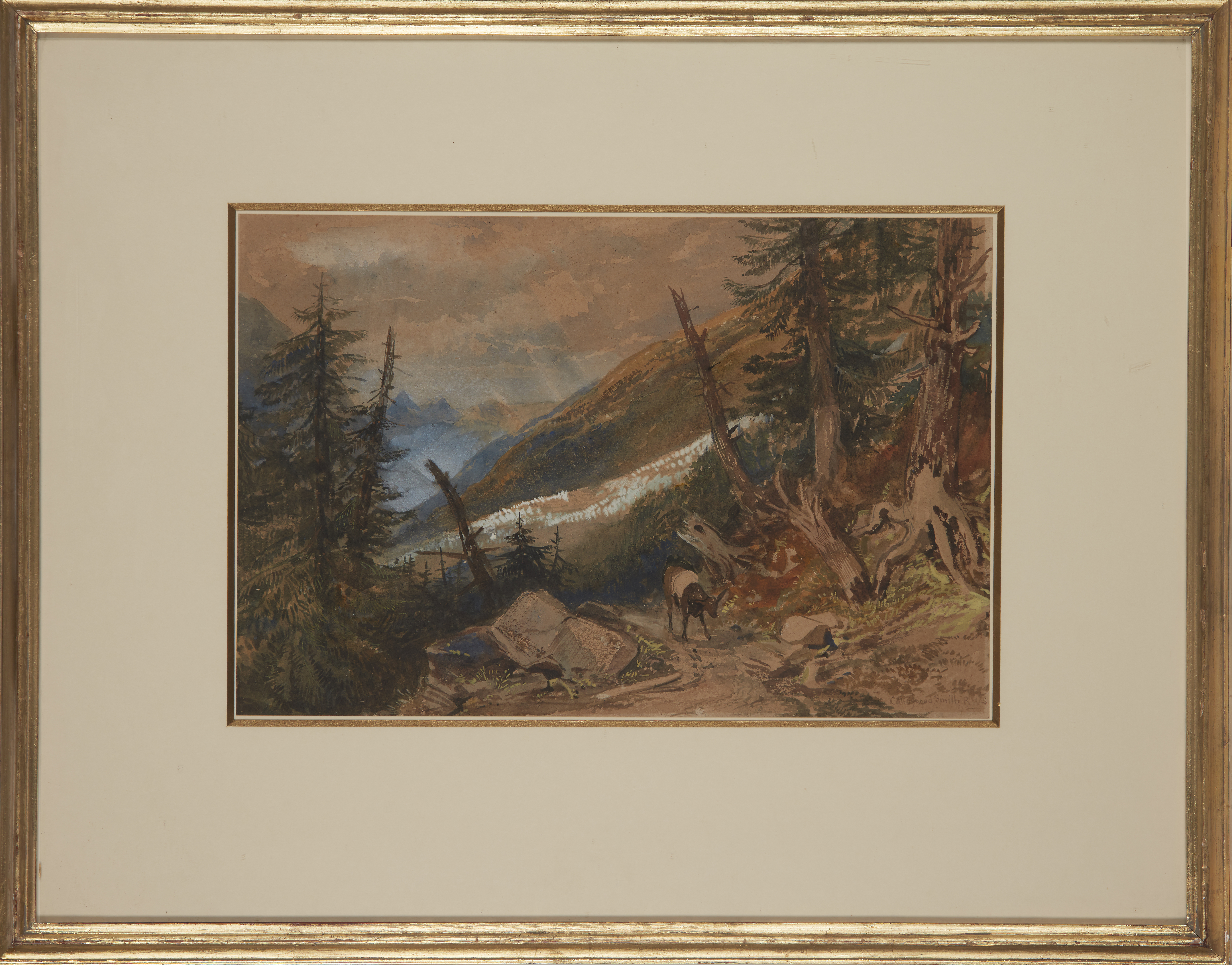 William Collingwood Smith, RWS,  British 1815-1887-  The Glacier des Bossons;  pencil, watercol... - Image 2 of 2