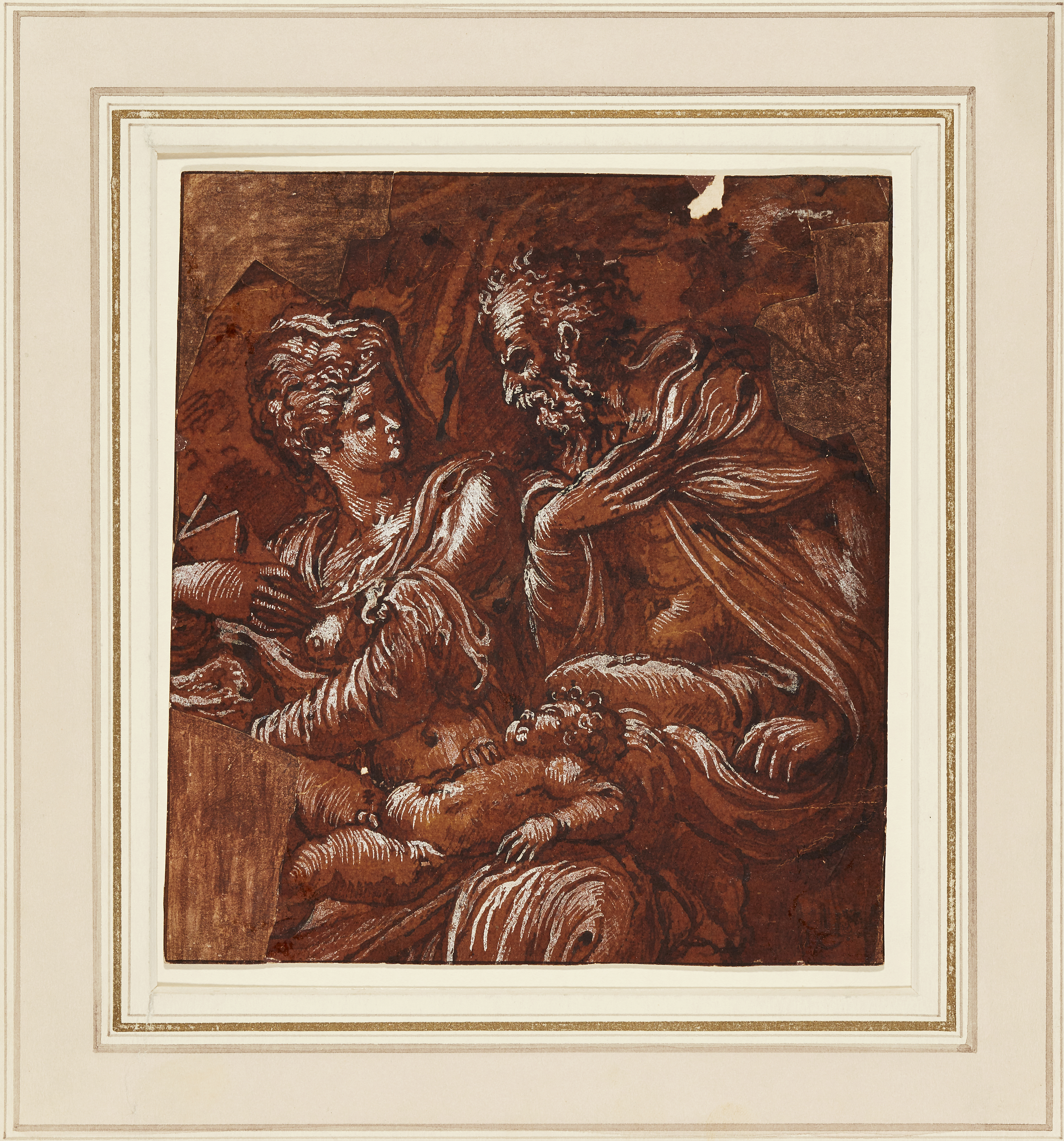 Circle of Antonio Campi,  Italian 1523-1587-  The Holy Family;  pen, brown ink and wash heighte... - Image 2 of 4