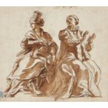 Giovanni Battista Gaulli, called il Baciccio,  Italian 1639-1709-  Two female allegorical figure...