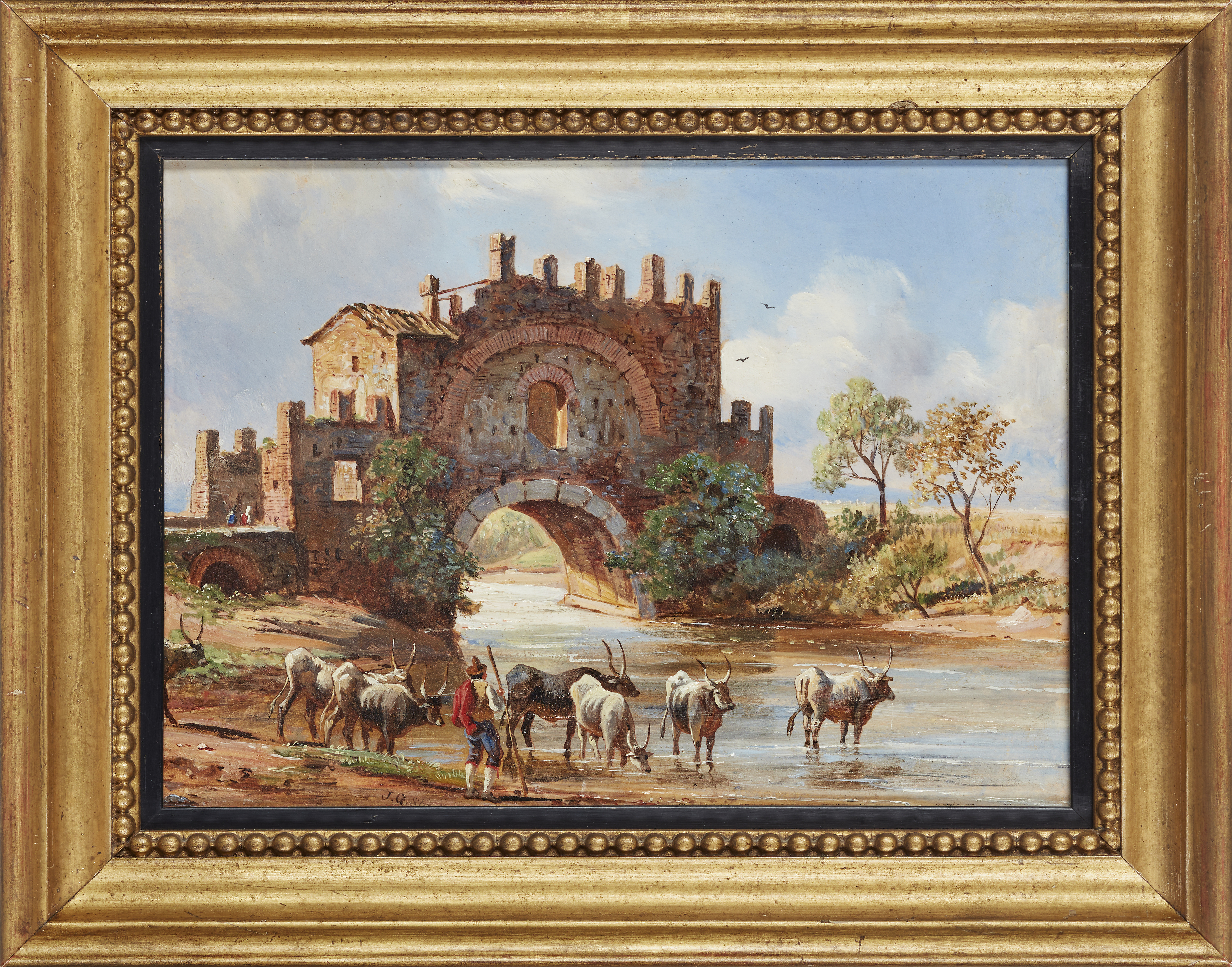 Jacob George Strutt,  British 1784-1867-  Three Italian landscapes: The bridge between Alatri an... - Image 2 of 9