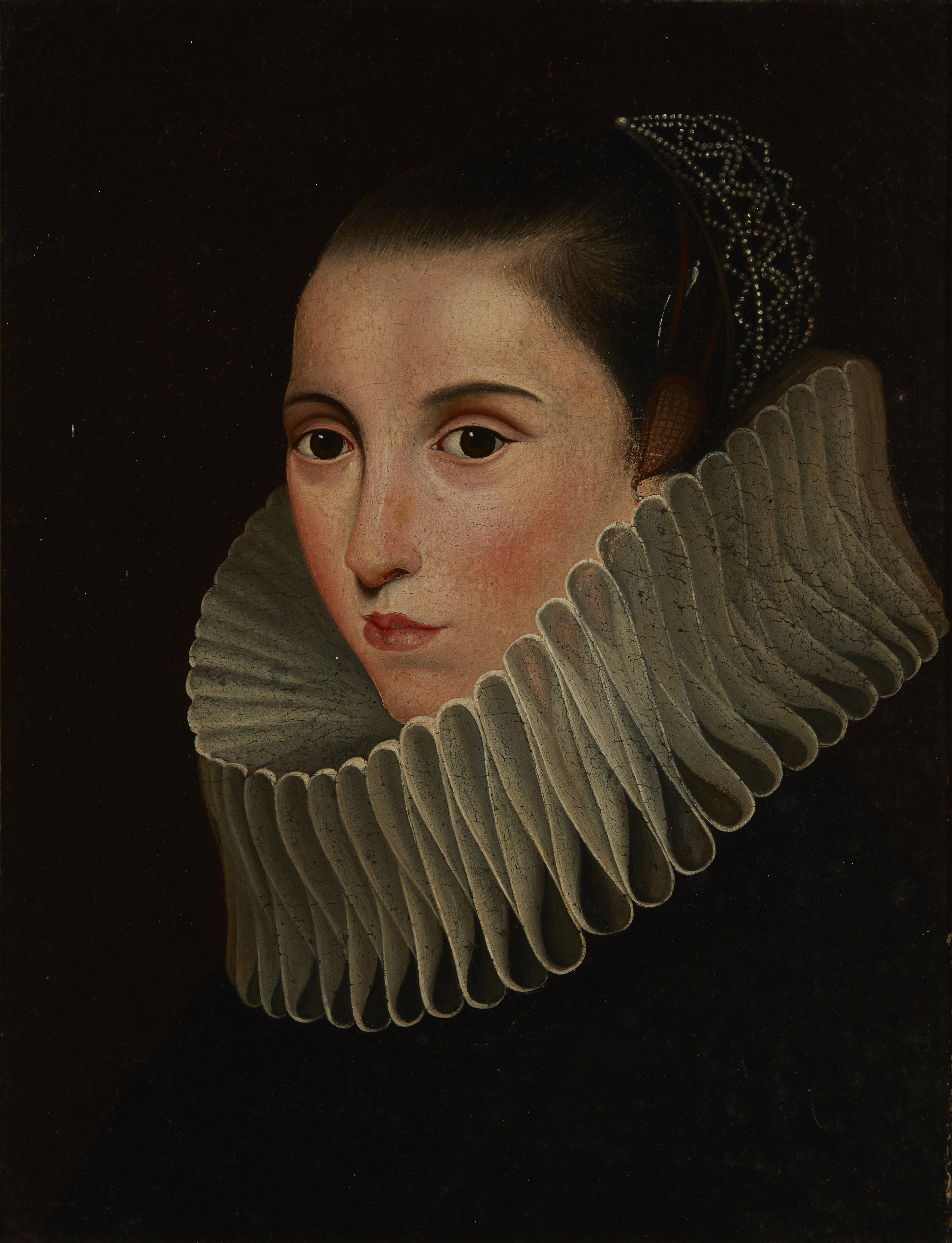 Manner of Sir Anthony van Dyck,  mid 19th century-  Portrait of a lady in a ruff, bust-length;  ...