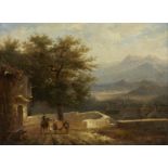 Circle of Jean-Louis de Marne,  Belgian / French 1744-1829-  A mountainous landscape with a trav...