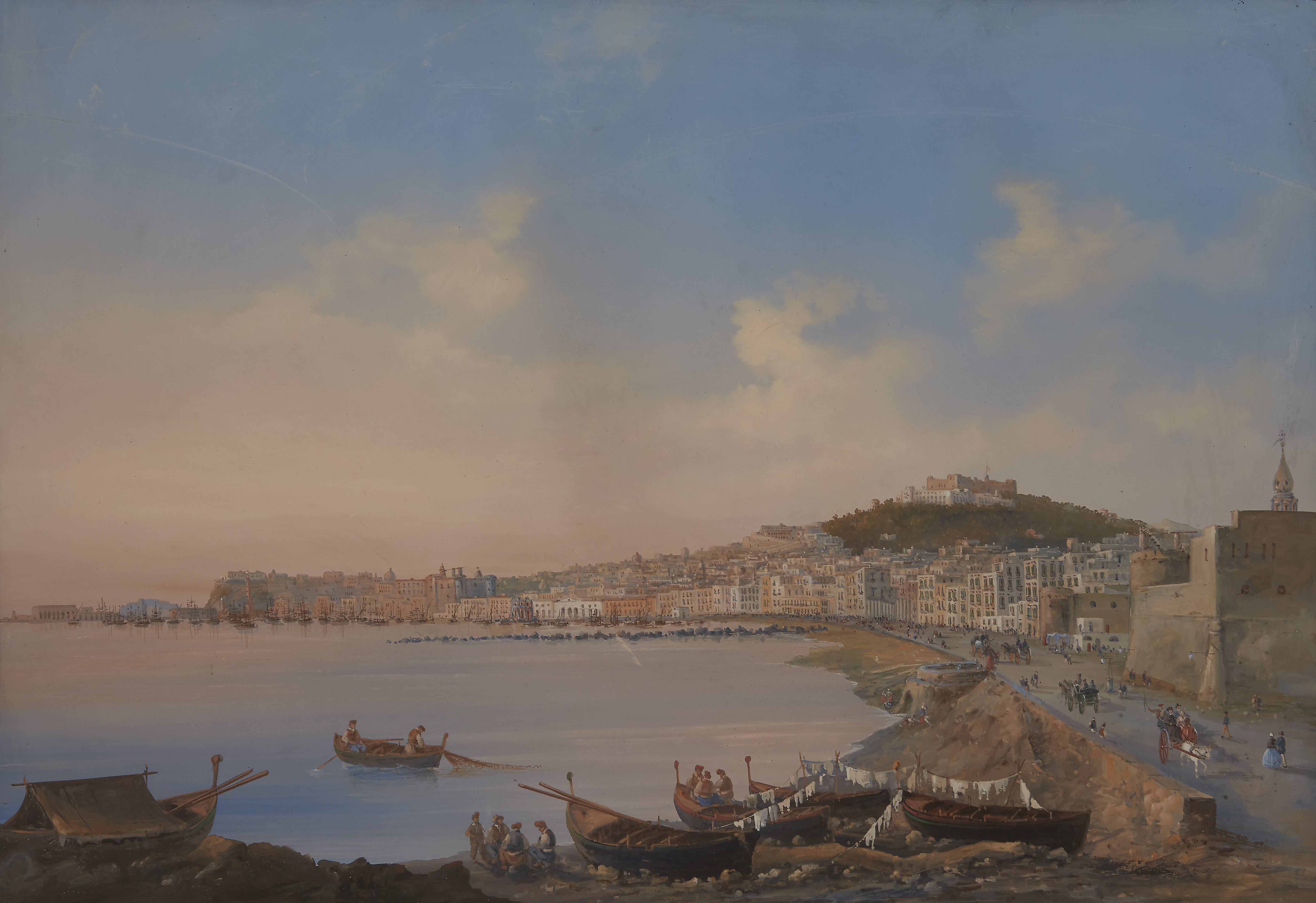 Neapolitan School,  early 19th century-  View of the Bay of Naples;  bodycolour on paper, 44.5 ...