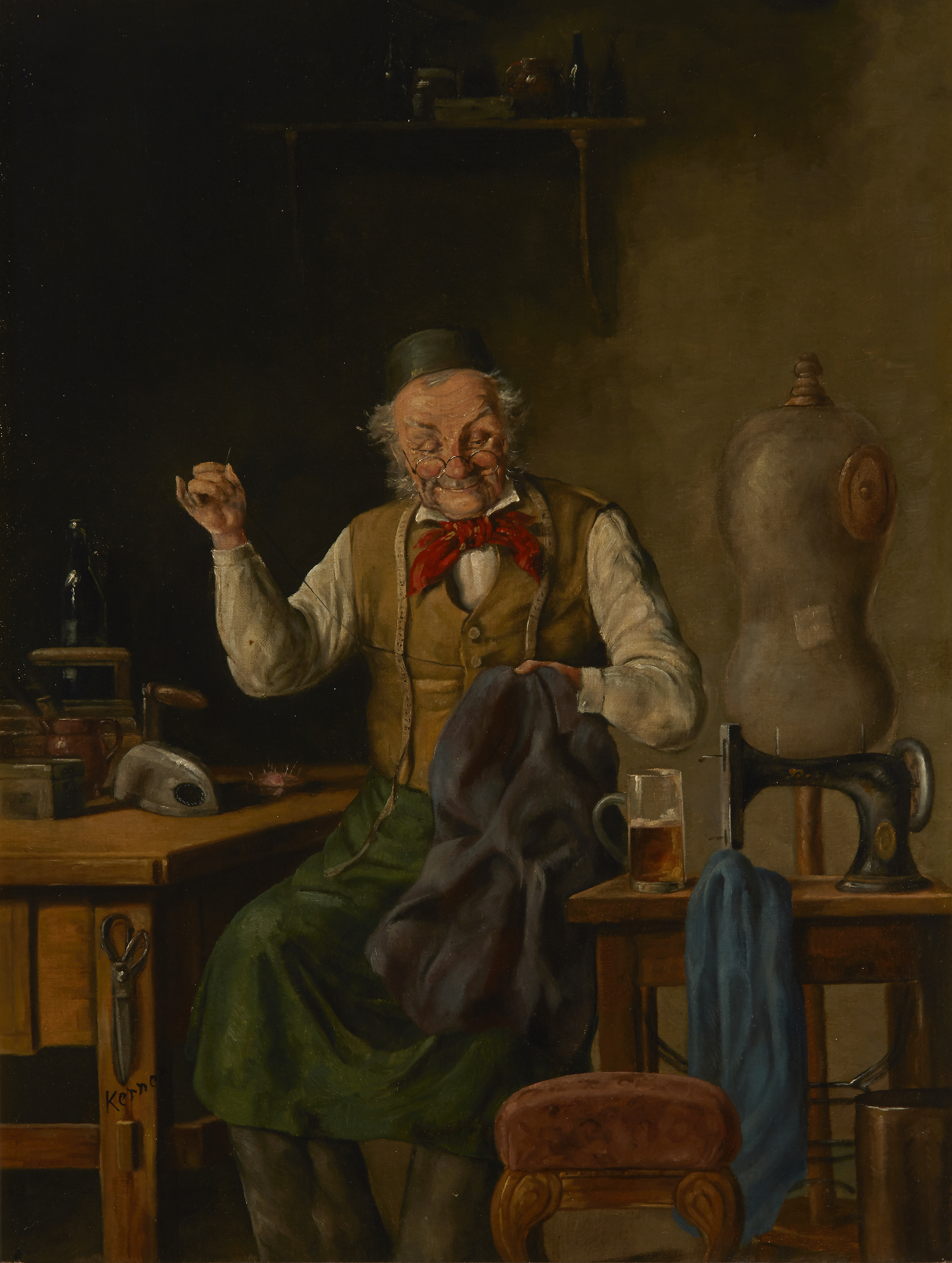 Hans Kerner,  Austrian 1919-?-  A Welcome Interlude; and The Craftsman;  oils on canvas, each s...