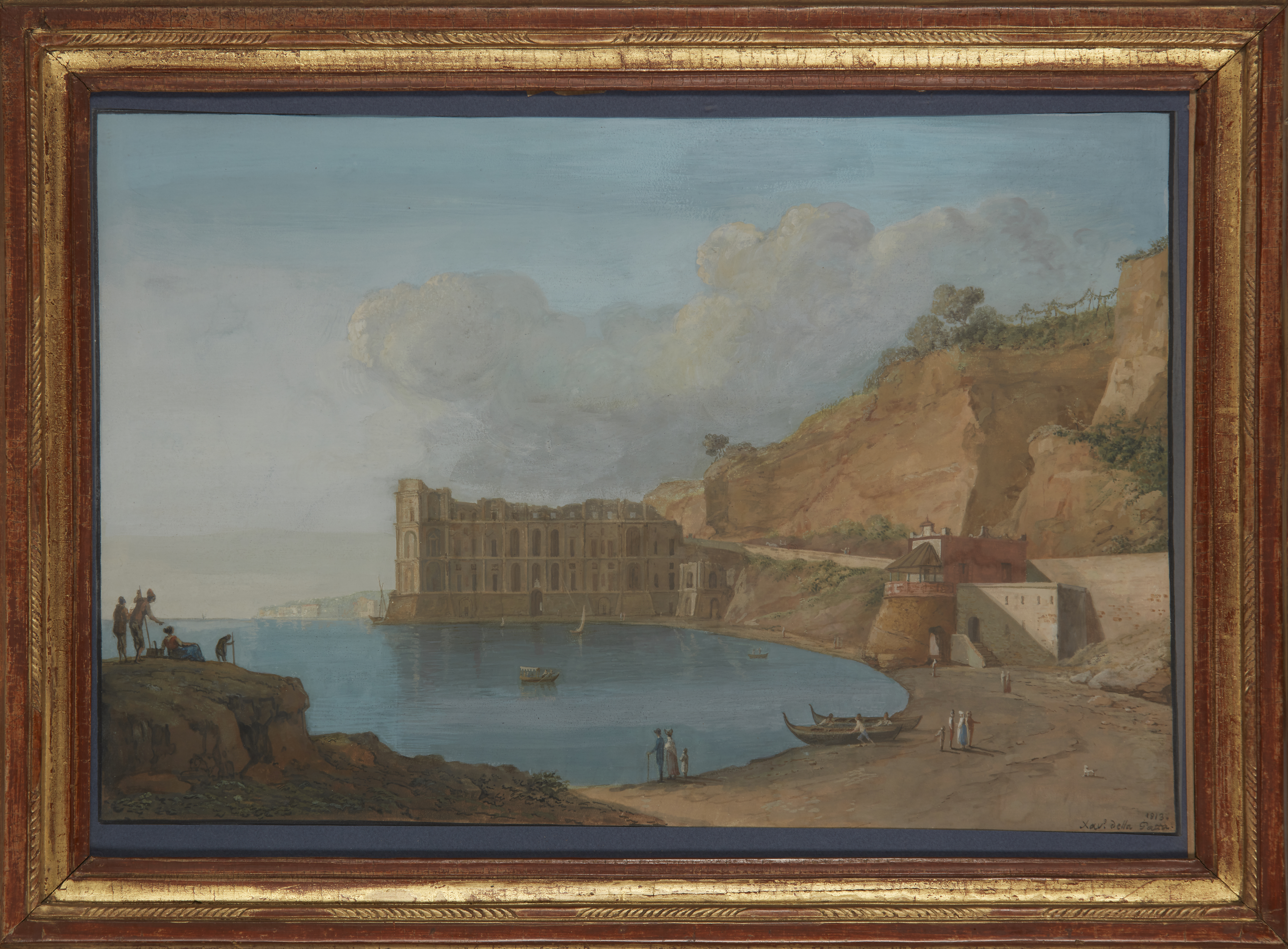 Saverio della Gatta,  Italian 1777-1829-  View of the Bay of Naples with Palazzo Donn'Anna and C... - Image 2 of 3