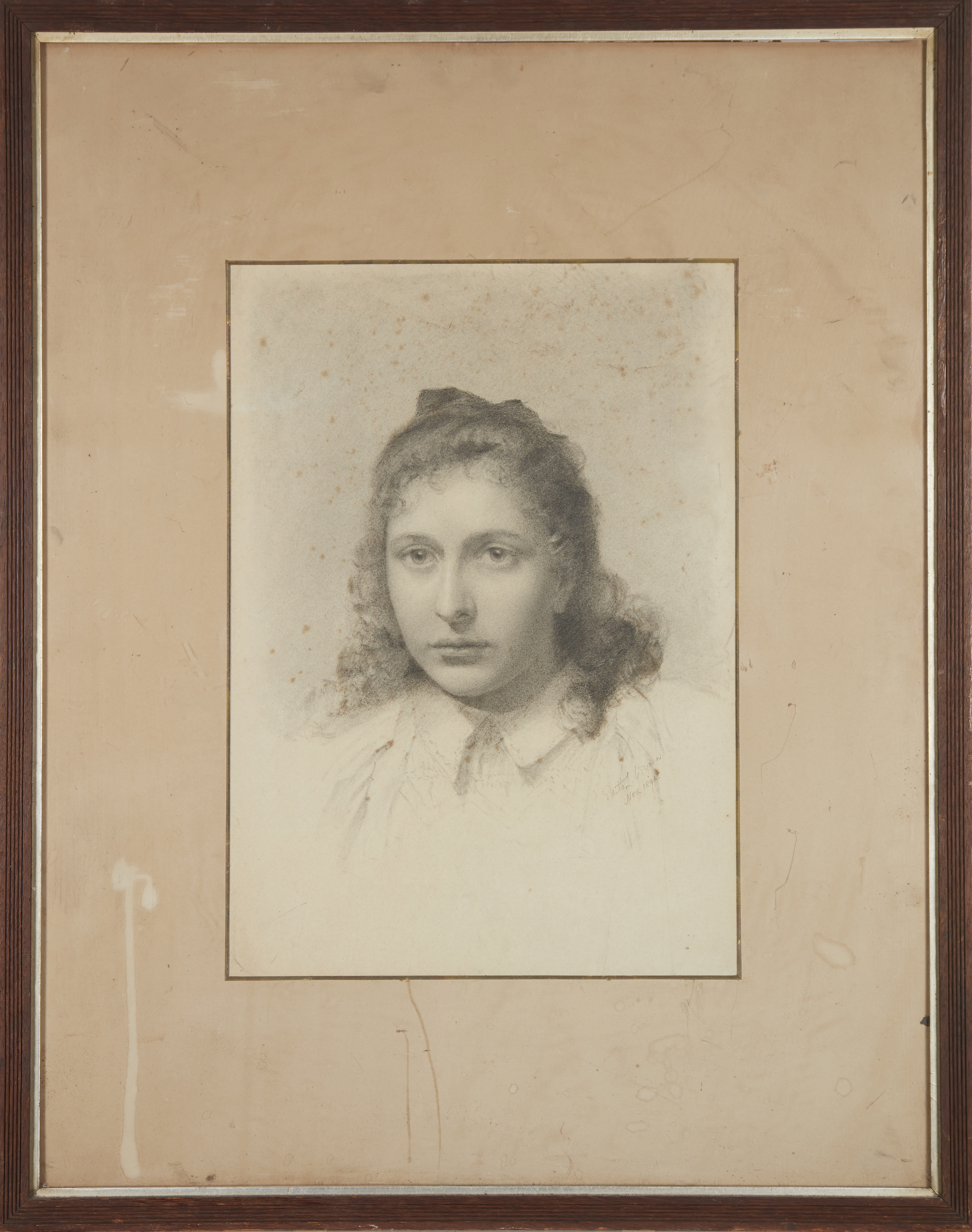 Edith L. Wynn,  British, late 19th century-  Portrait of a girl, head and shoulders, wearing a c... - Image 2 of 2