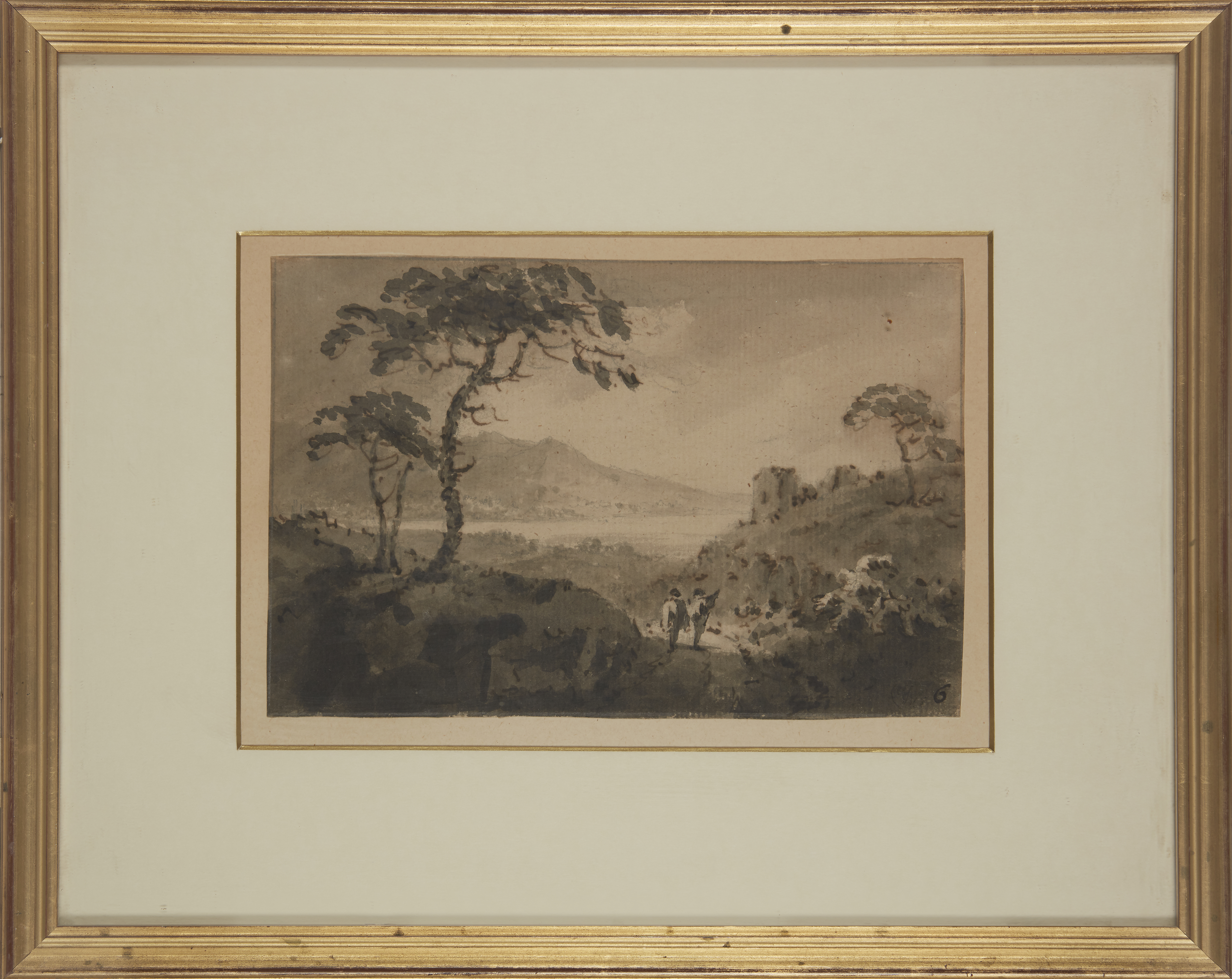 The Reverend William Gilpin,  British 1724-1804-  Two travellers in an Italianate landscape; and... - Image 3 of 3