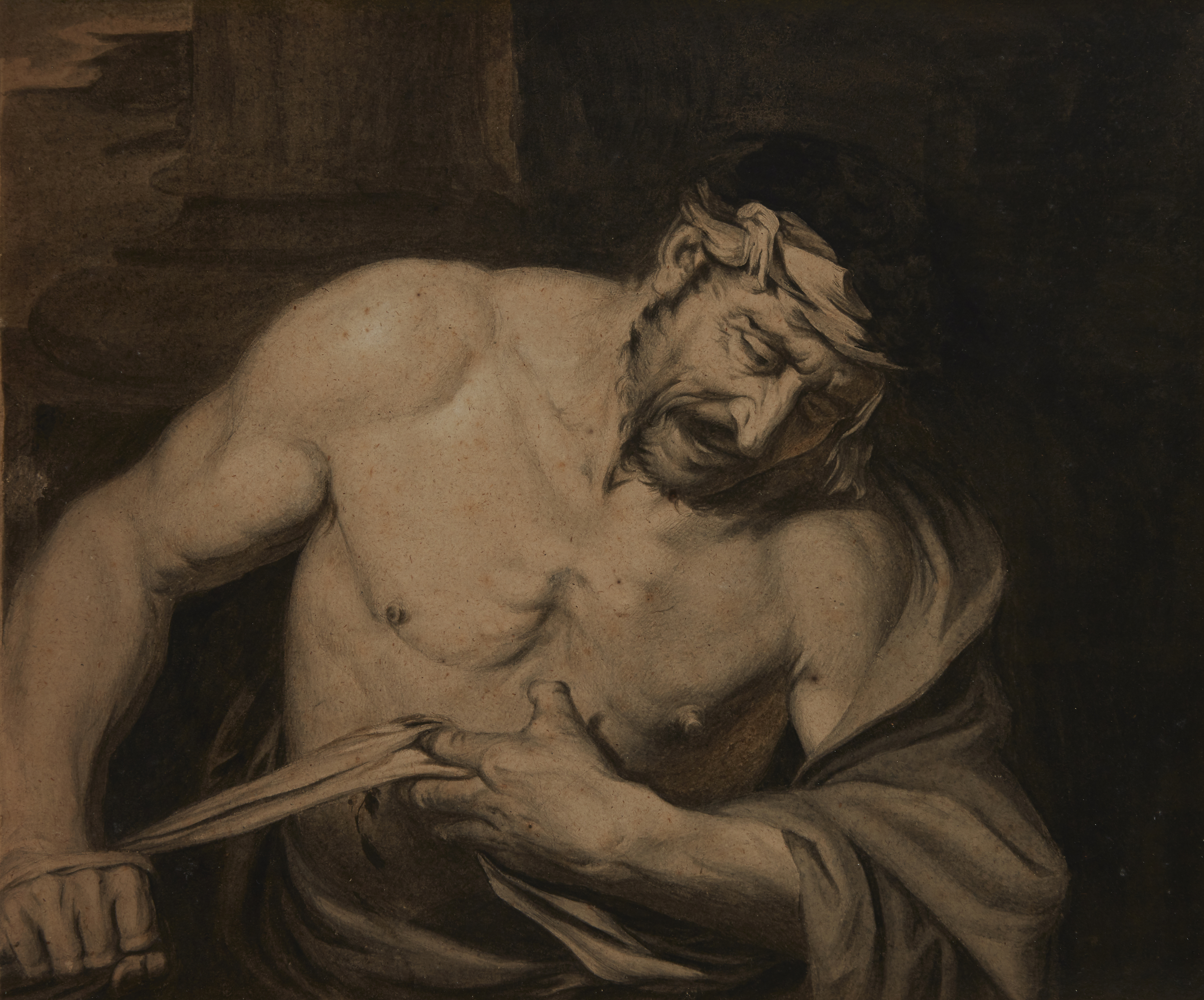 Thomas Kerrich,  British 1748-1828-  The Death of Cato, after Giovanni Battista Langetti (1625-1...