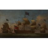 Peter Monamy,  British 1681-1749-  A British two-decker man-o'-war in four positions in a stiff ...