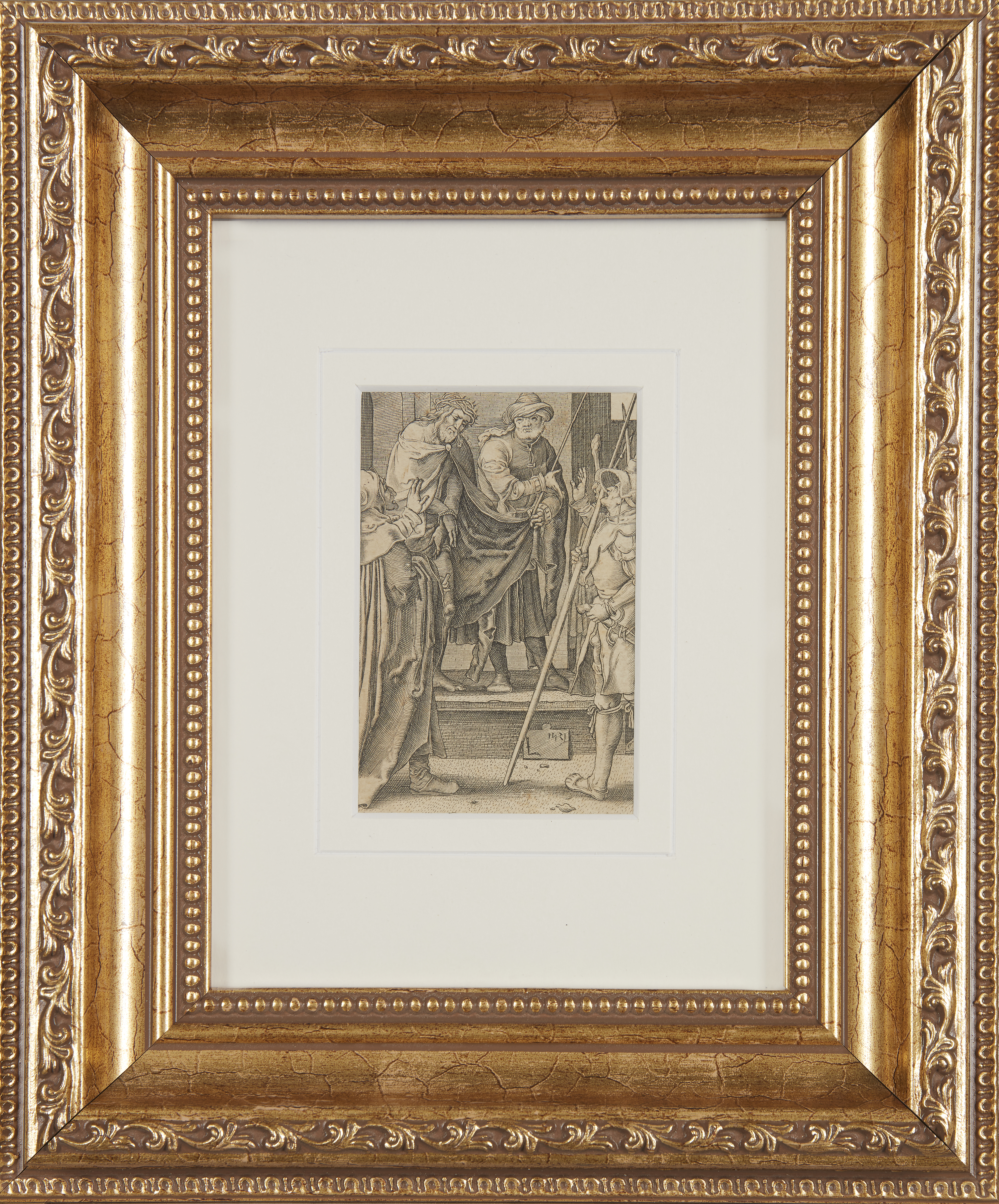 Lucas van Leyden,  Dutch 1494-1533-  Ecce Homo;  engraving on laid paper, 1521, with blind stam... - Image 2 of 2