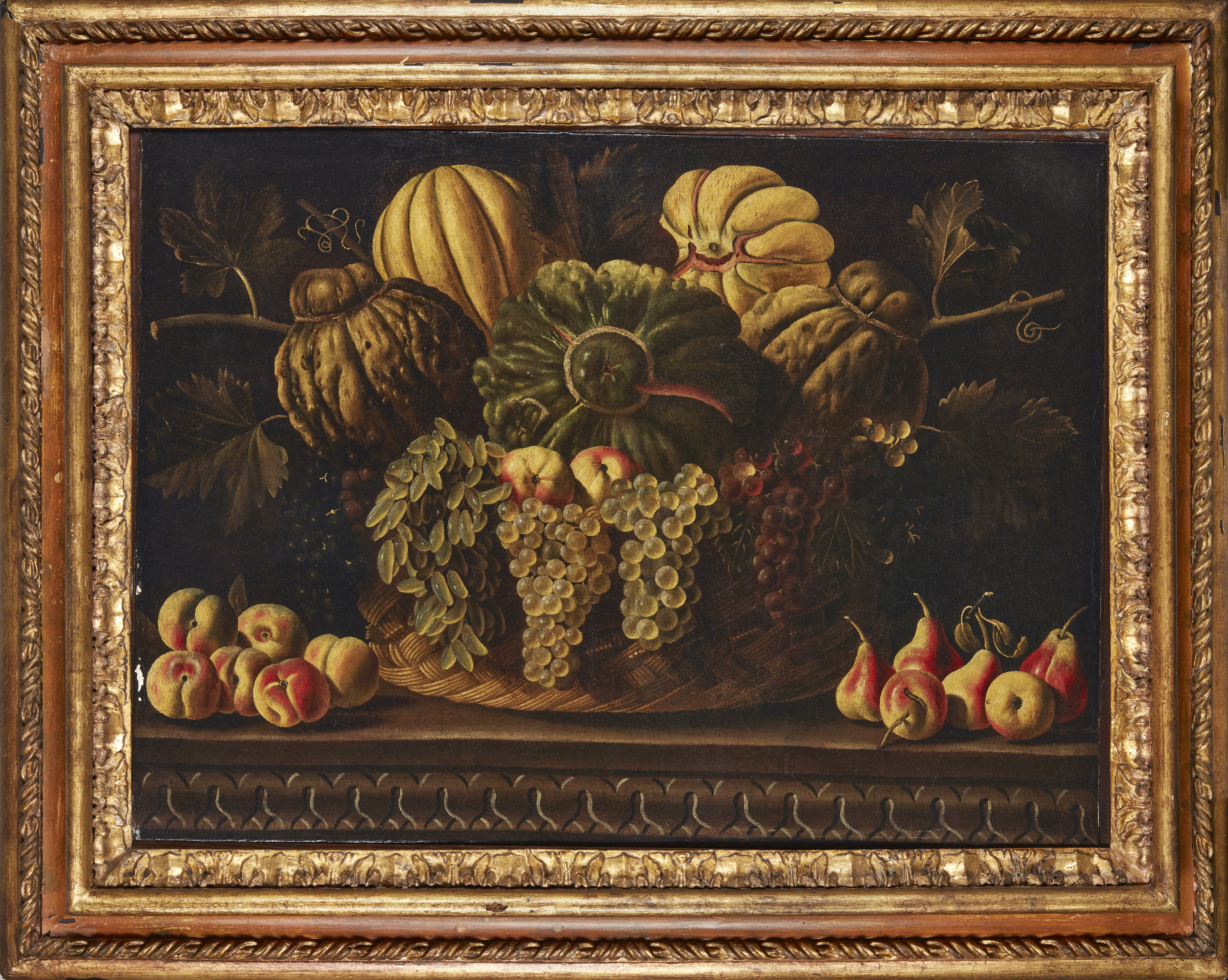 Circle of Bonzi Pietro Paolo,  Italian 1576-1636-   Still life with a basket of pumpkins, melons... - Image 2 of 3