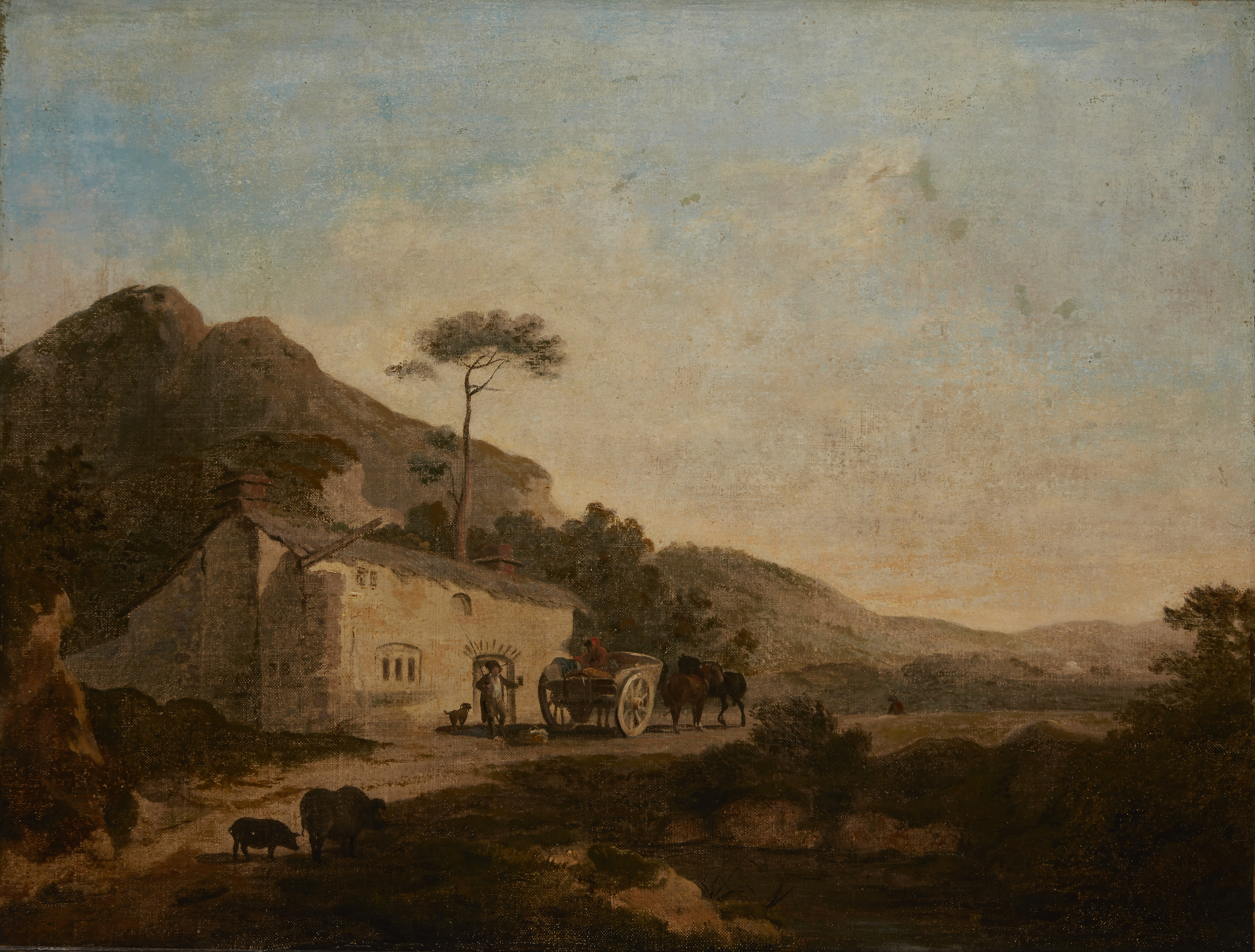 John Rathbone,  British c.1750-1807-  A Cottage in Patterdale Westmoreland;  oil on canvas...