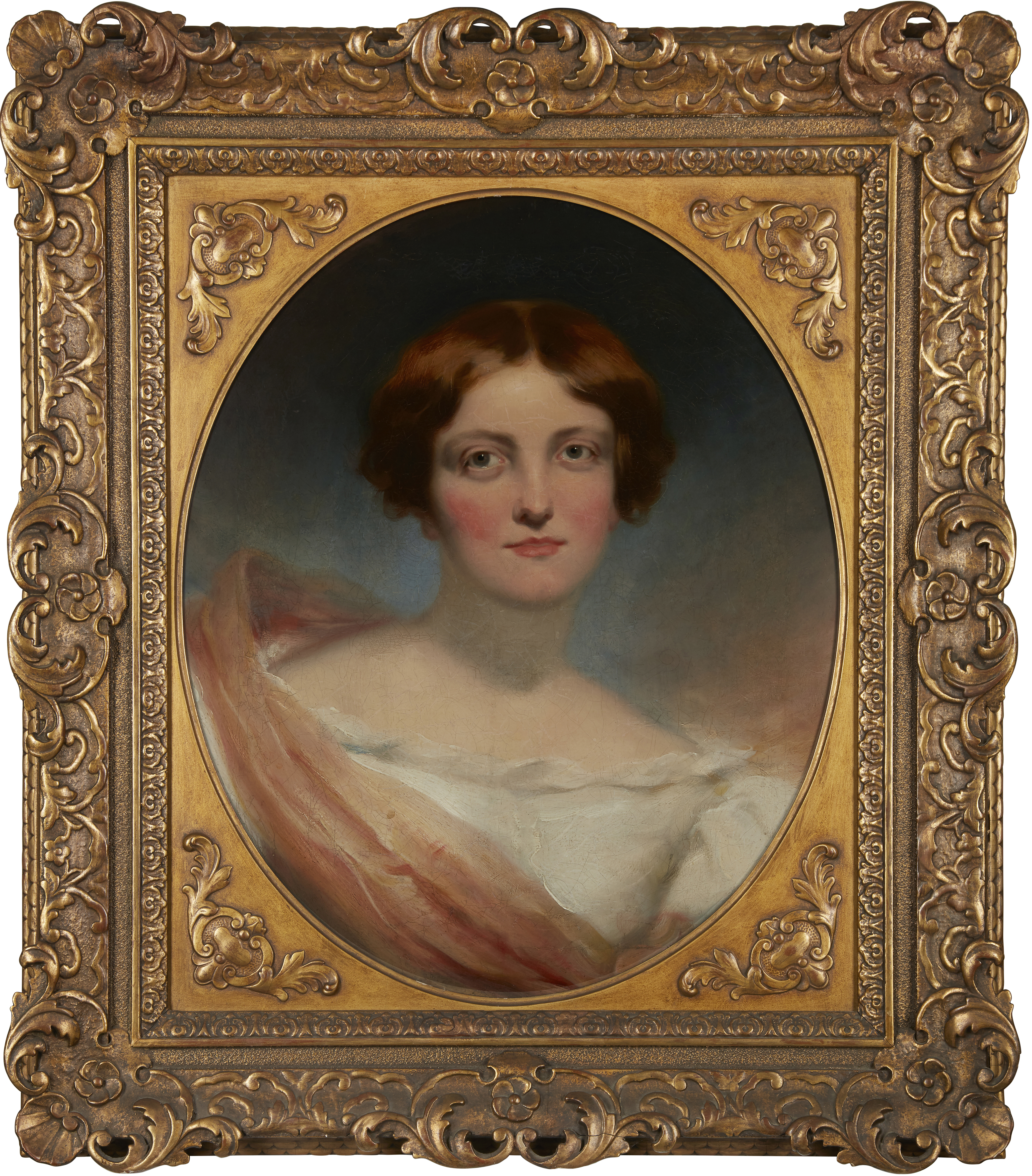 George Henry Harlow,  British 1787-1819-  Portrait of a lady;  oil on canvas laid down on metal... - Image 2 of 3