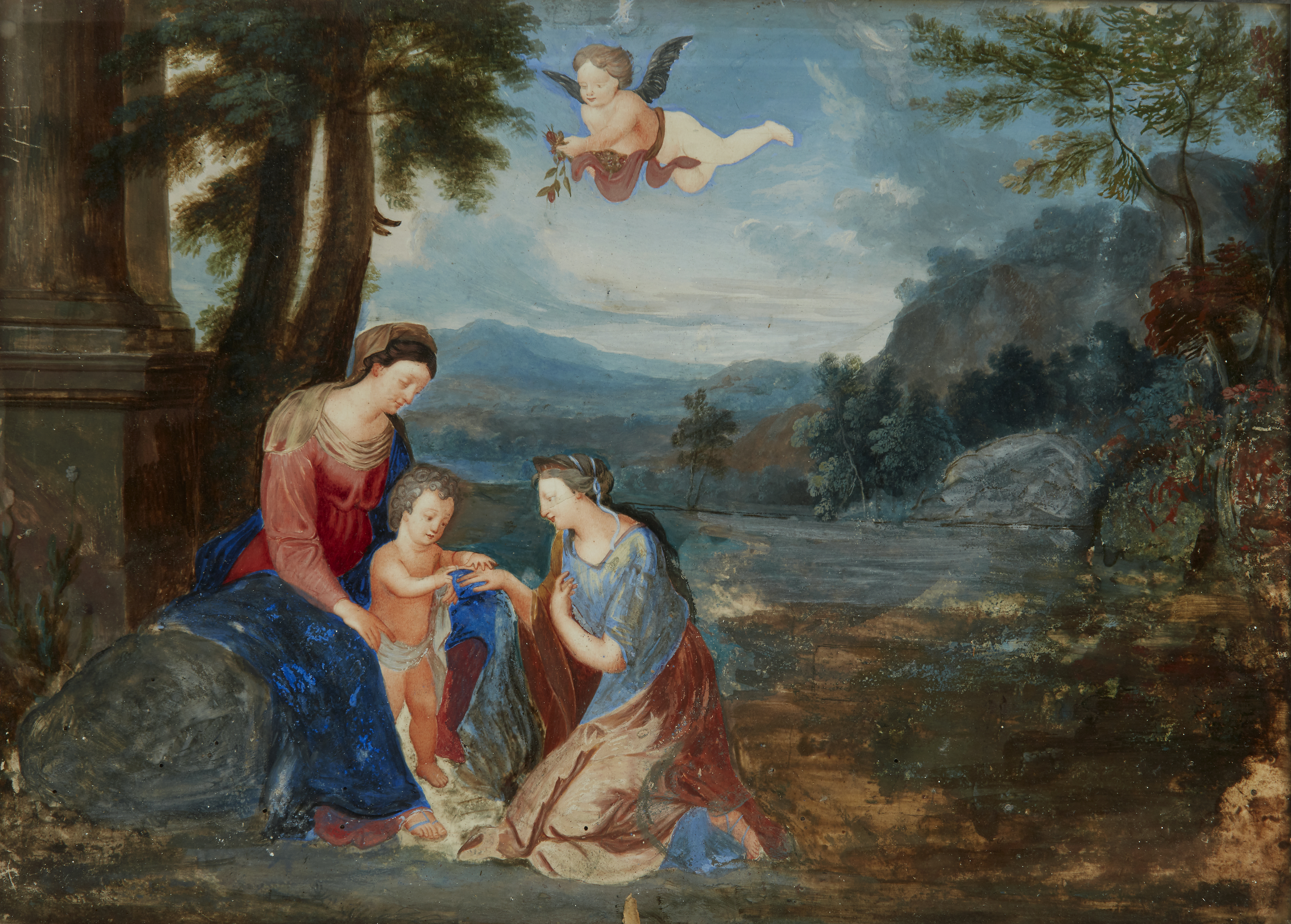 Italian School,  late 18th century-  The Mystic Marriage of St Catherine;  bodycolour on paper,...