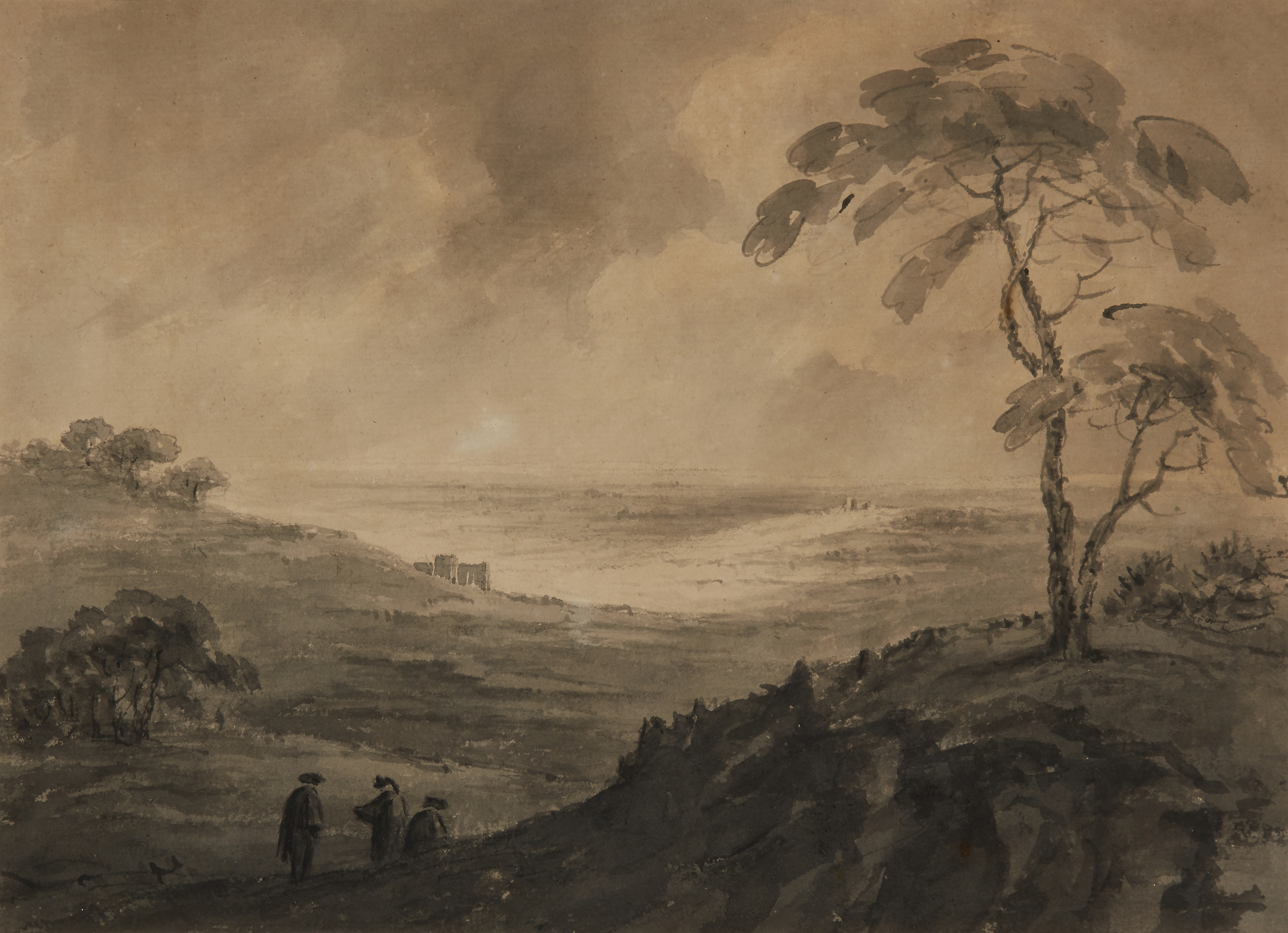 The Reverend William Gilpin,  British 1724-1804-  Two travellers in an Italianate landscape; and...