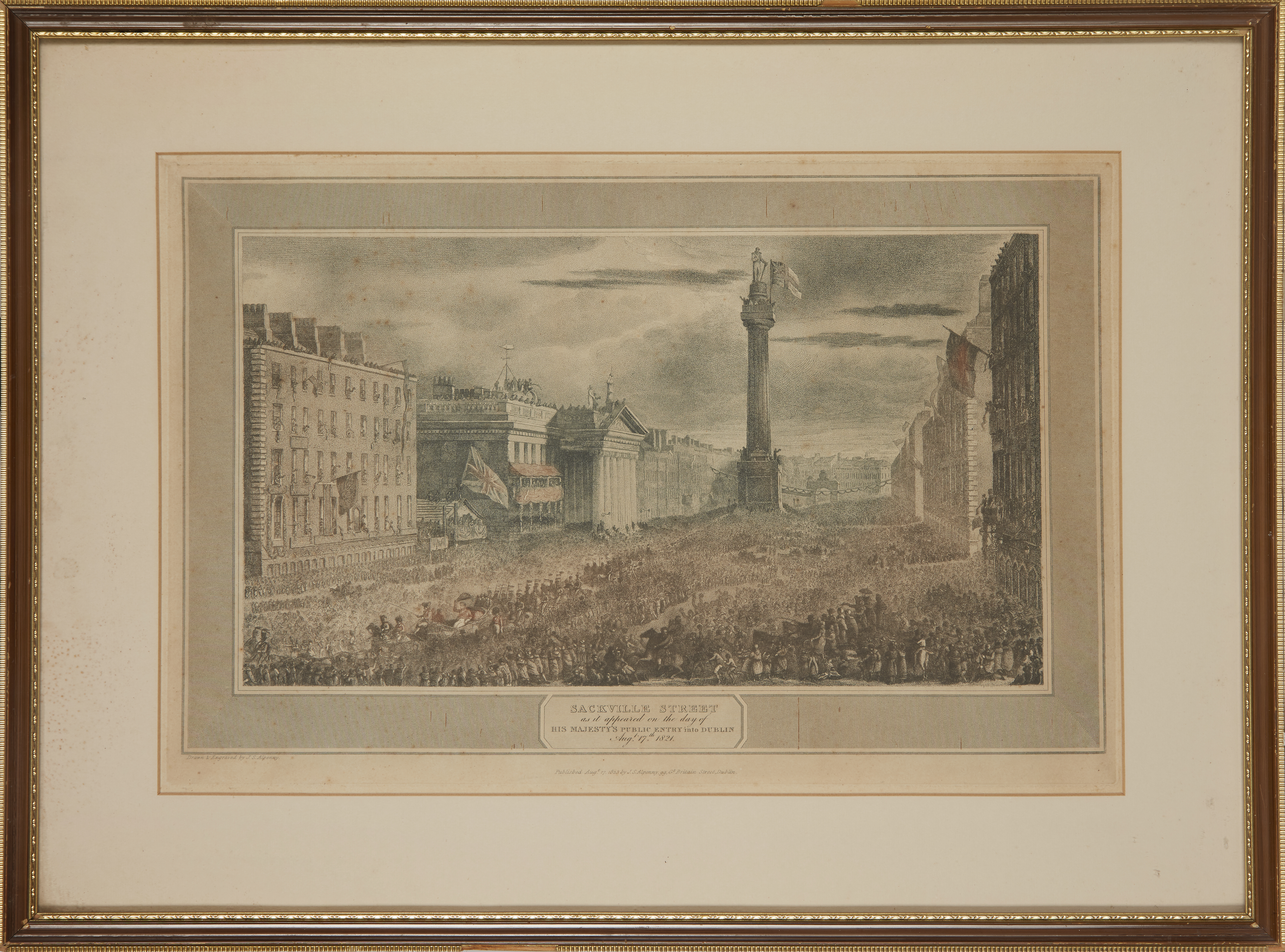 Joseph Alpenny,  Irish 1787-1858-  Sackville Street as it appeared on the day of His Majesty's p... - Image 2 of 2