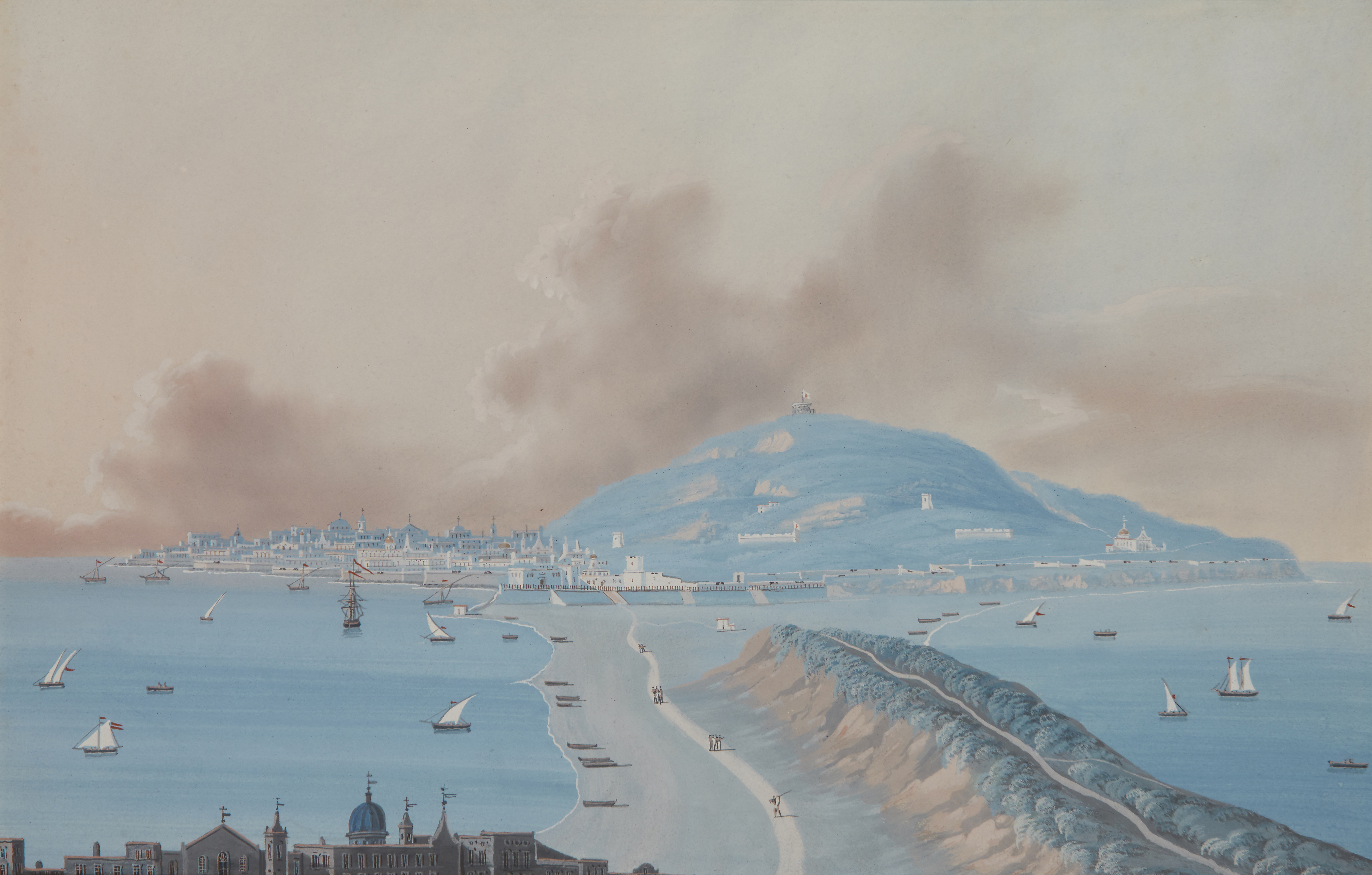 Neapolitan School,  mid 19th century-  Four views of the Bay of Naples;  each bodycolour on pap... - Image 7 of 8