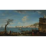 Follower of Claude-Joseph Vernet,  Italian 1714-1789-  View of the city of Naples, taken from th...