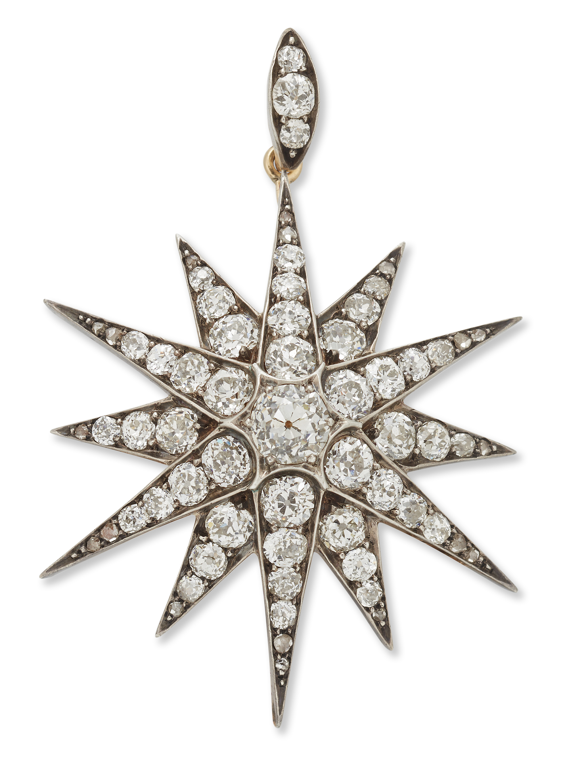 A Victorian diamond star brooch/pendant,