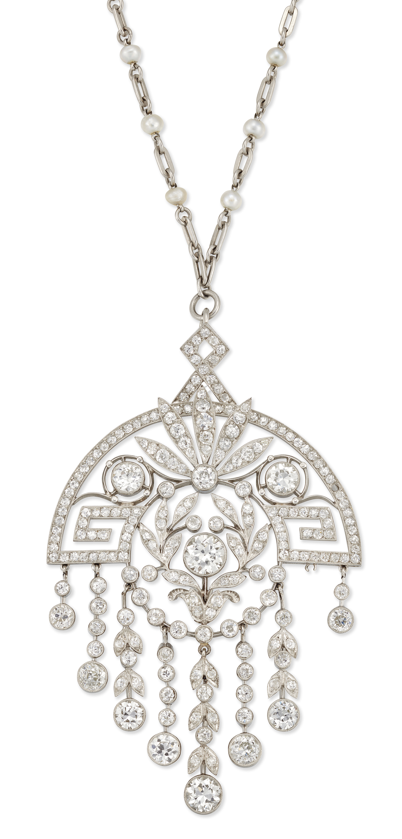 A Belle Époque platinum and diamond brooch/pendant,