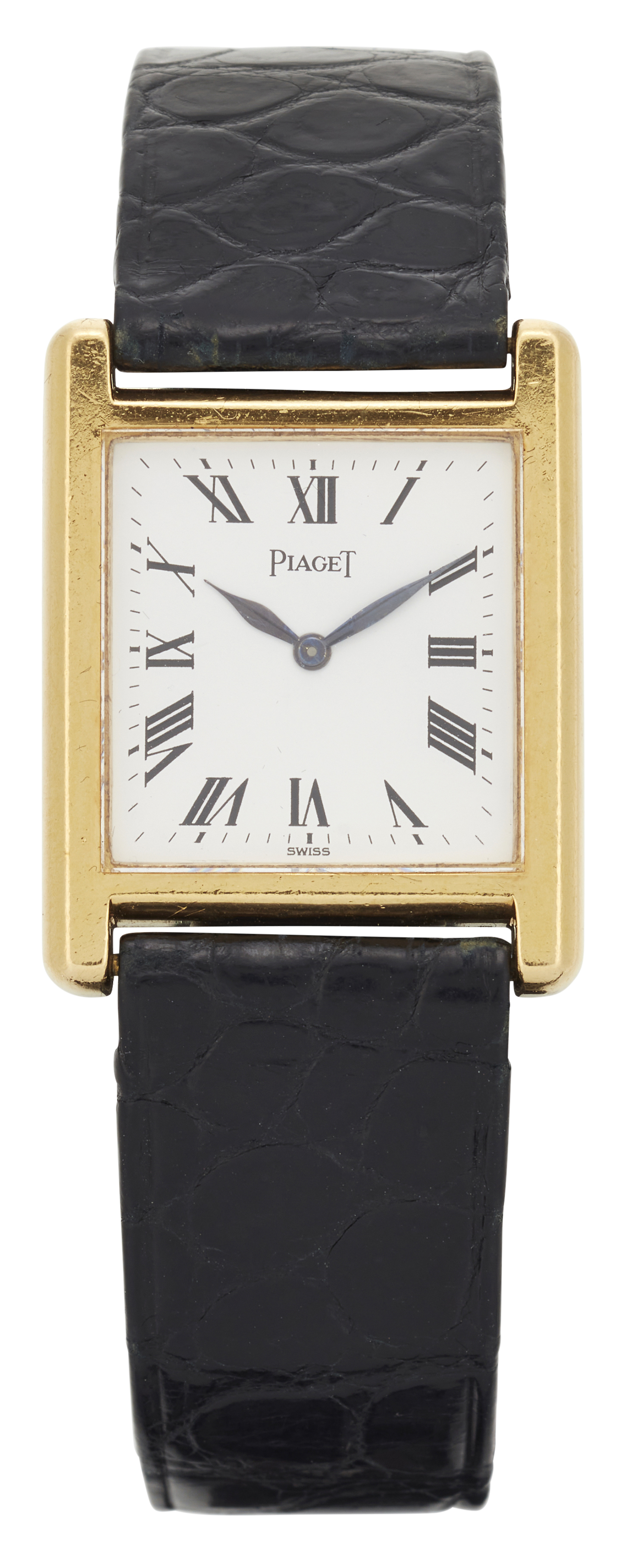 Piaget. A yellow gold quartz rectangular wristwatch, Circa 1980