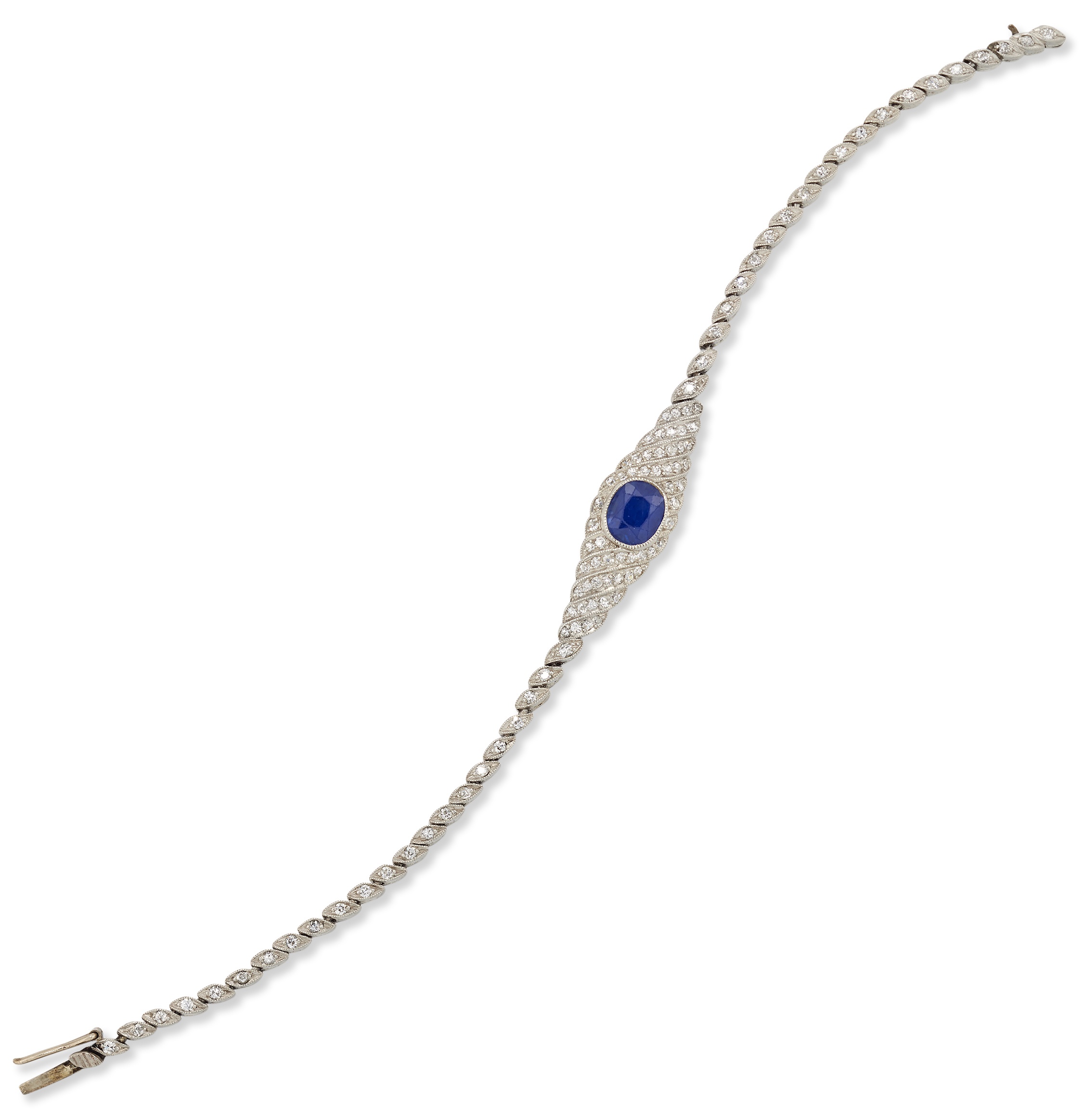 A Belle Époque platinum, sapphire and diamond bracelet,