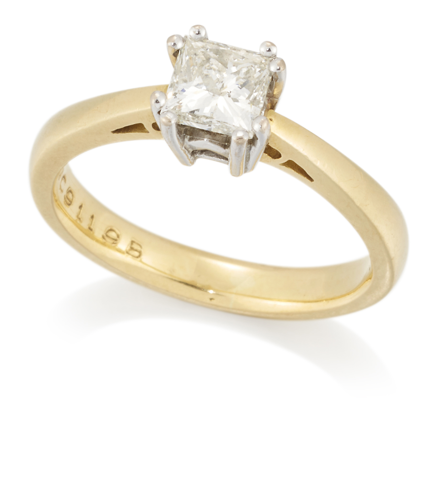 An 18ct gold, princess-cut diamond ring,