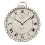 Rolex. An 18ct white gold and diamond keyless wind pocket watch,