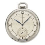 Longines. A stainless steel open face manual wind pocket watch