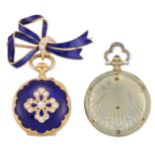 Two early 20th century gold and enamel fob watches,