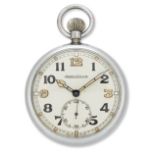 Jaeger-LeCoultre. A nickel plated open face military issue pocket watch,