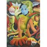 Clemente Segrera,  Cuban b. 1951-  Woman amongst vegetation, 2019;  oil on canvas, signed and d...