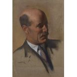 James Stroudley,  British 1906-1985-  Portrait of a man, 1944;  pencils and chalk, signed and d...