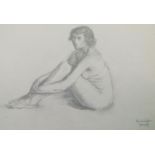 Ben Sunlight,  British 1935-2002-  Study of a female nude;  charcoal on paper, signed and dated...