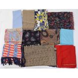 A group of silk and cashmere scarves; together with six Silver Swan wool jumpers; and an orange M...