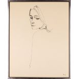 Antoni Manzi,  Italian b.1953-  Portrait of a girl;  charcoal on paper, signed lower right 'Man...