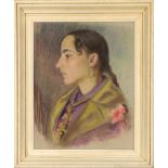 Bruno Beran,  Austrian 1888-1979-  Portrait of a girl;  pastel on paper, signed lower right, 49...