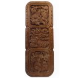Richard Gardiner, South African, late 20th century, a wooden wall hanging carving, with three pan...